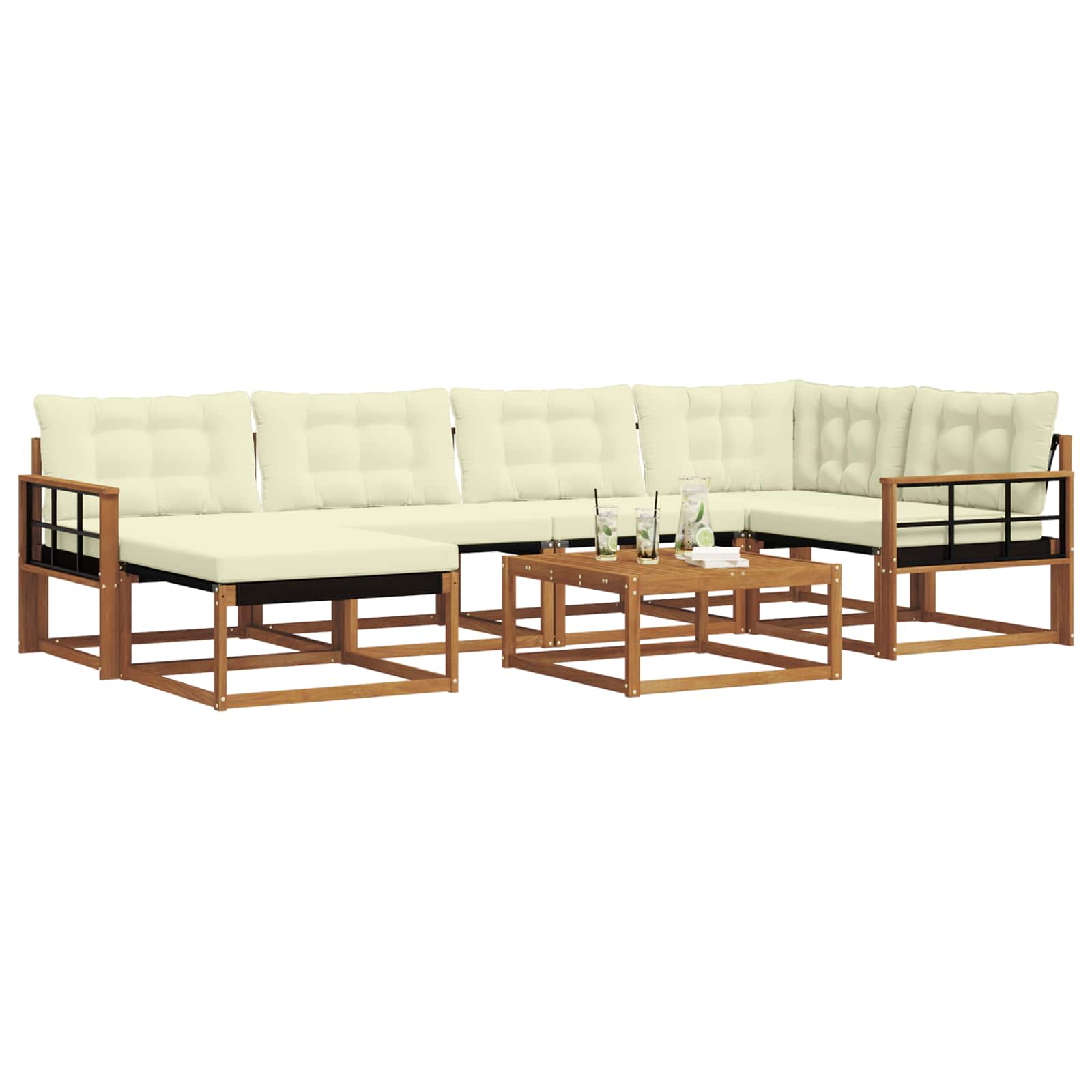 Outdoor-Sofagarnitur 19 pcs Natur und Creme Massivholz Akazie