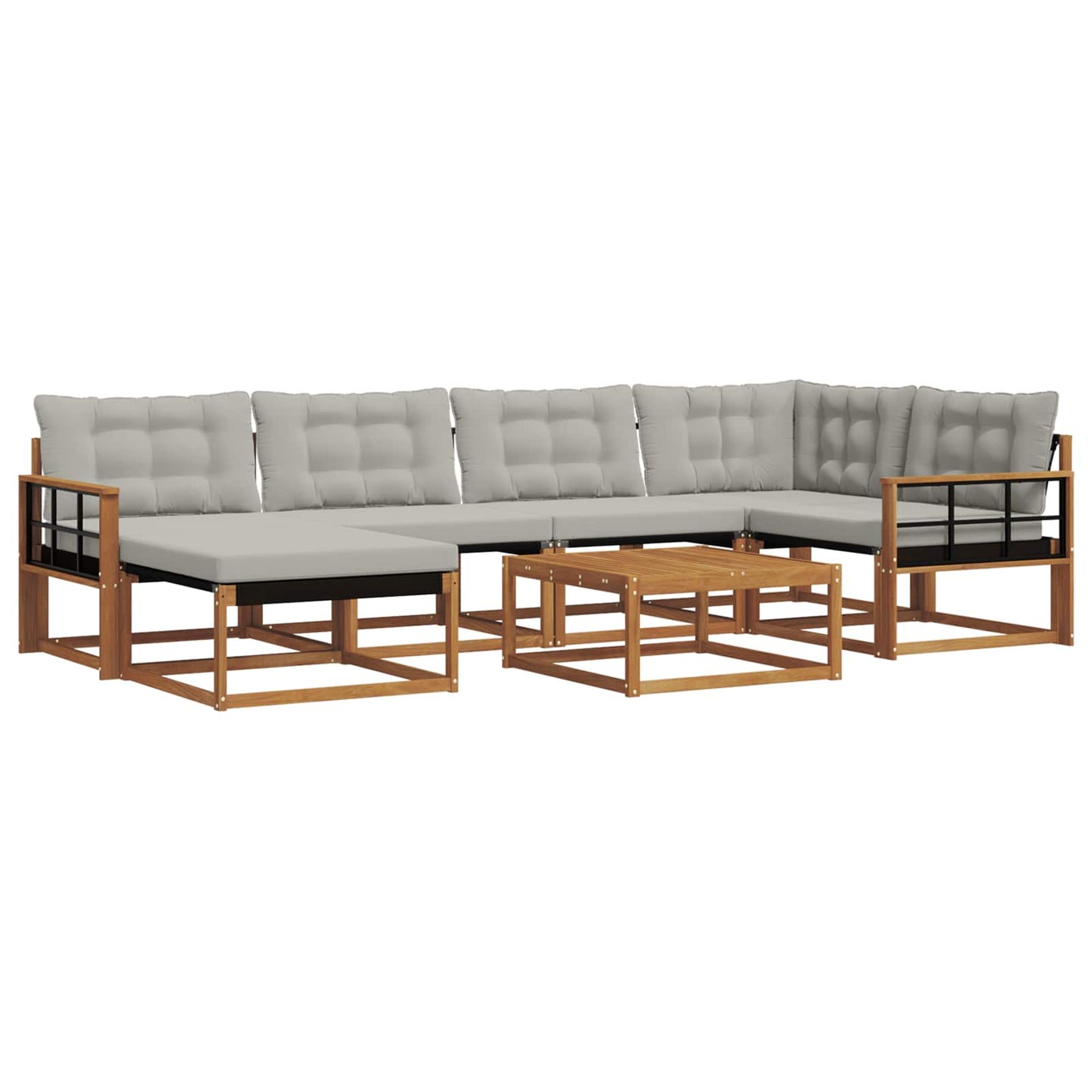 Outdoor-Sofagarnitur mit Kissen 7 pcs Natürlich und Hellgrau