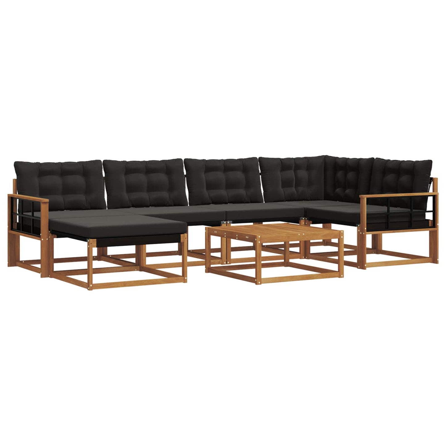 Outdoor-Sofagarnitur mit Kissen 19 pcs Natürlich und Schwarz