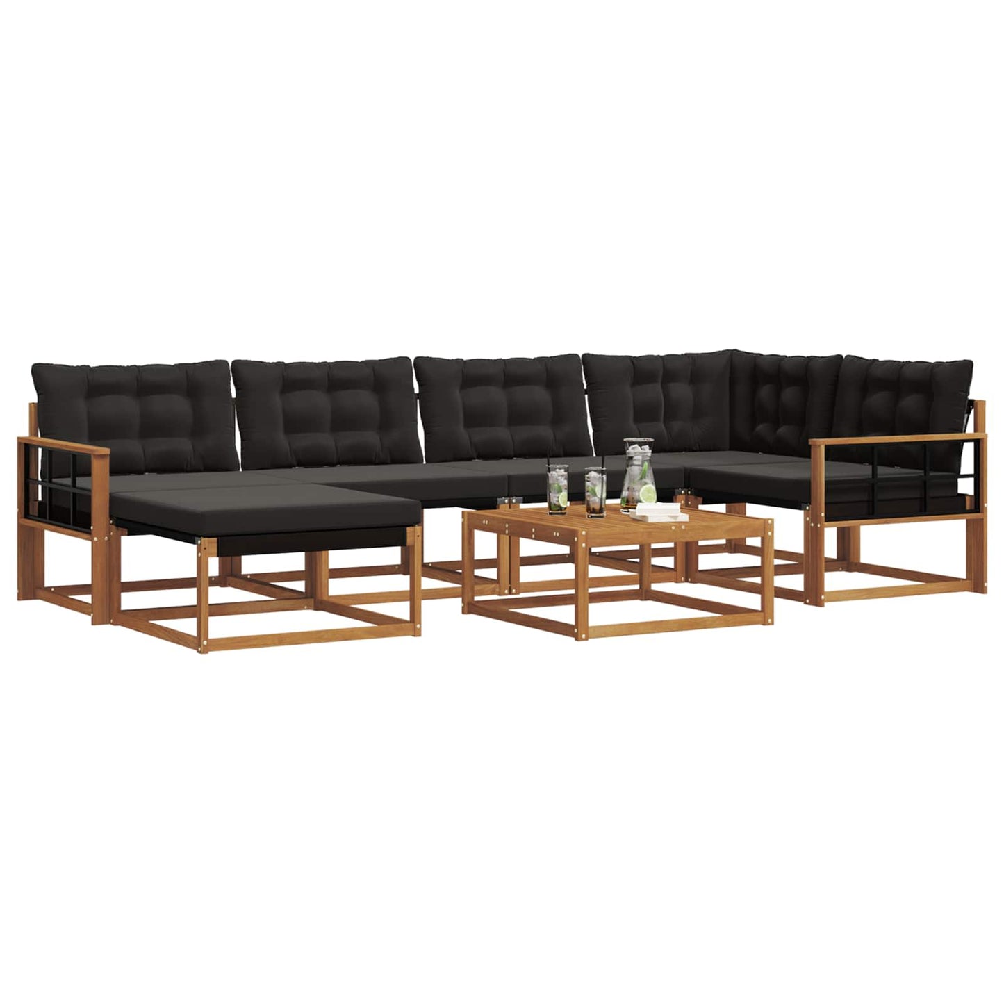 Outdoor-Sofagarnitur mit Kissen 19 pcs Natürlich und Schwarz
