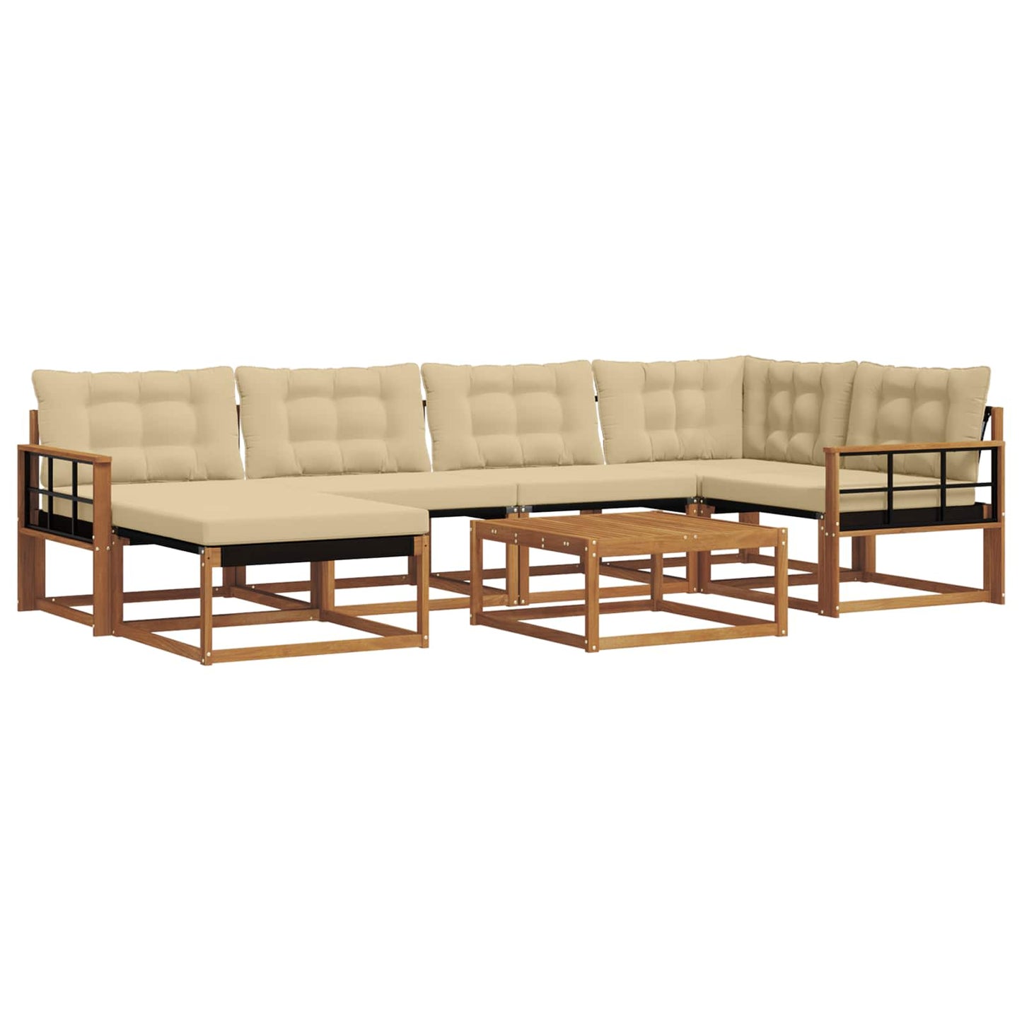 Outdoor-Sofagarnitur 19 pcs Natur und Beige Massivholz Akazie