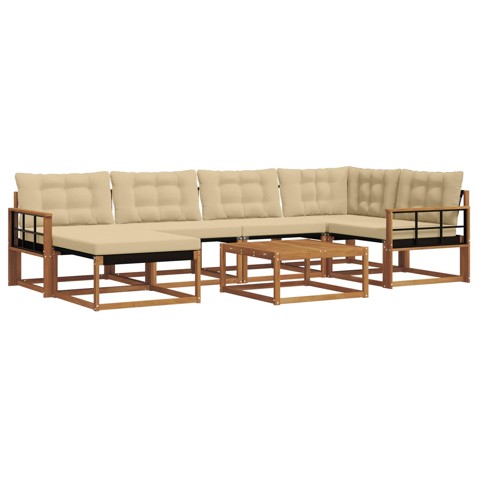 Outdoor-Sofagarnitur 19 pcs Natur und Beige Massivholz Akazie