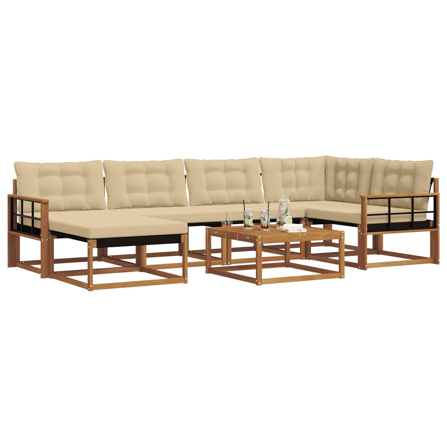 Outdoor-Sofagarnitur 19 pcs Natur und Beige Massivholz Akazie