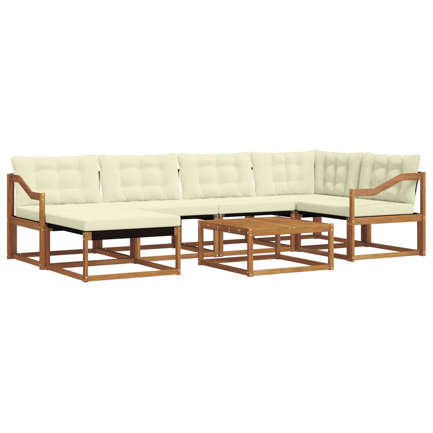 Outdoor-Sofagarnitur 19 pcs Natur und Creme Massivholz Akazie