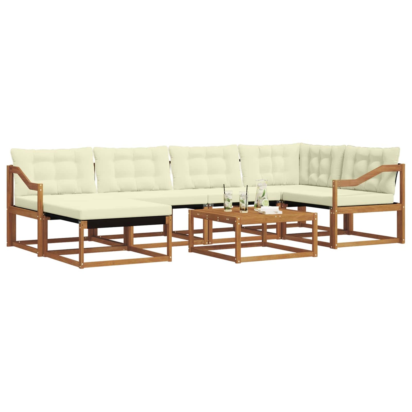 Outdoor-Sofagarnitur 19 pcs Natur und Creme Massivholz Akazie