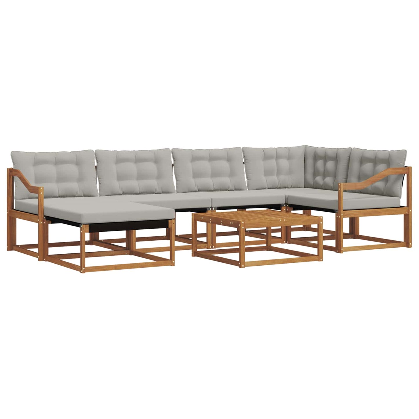 Outdoor-Sofagarnitur mit Kissen 7 pcs Natürlich und Hellgrau