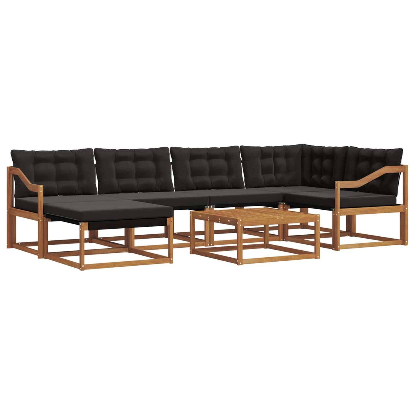 Outdoor-Sofagarnitur mit Kissen 19 pcs Natürlich und Schwarz
