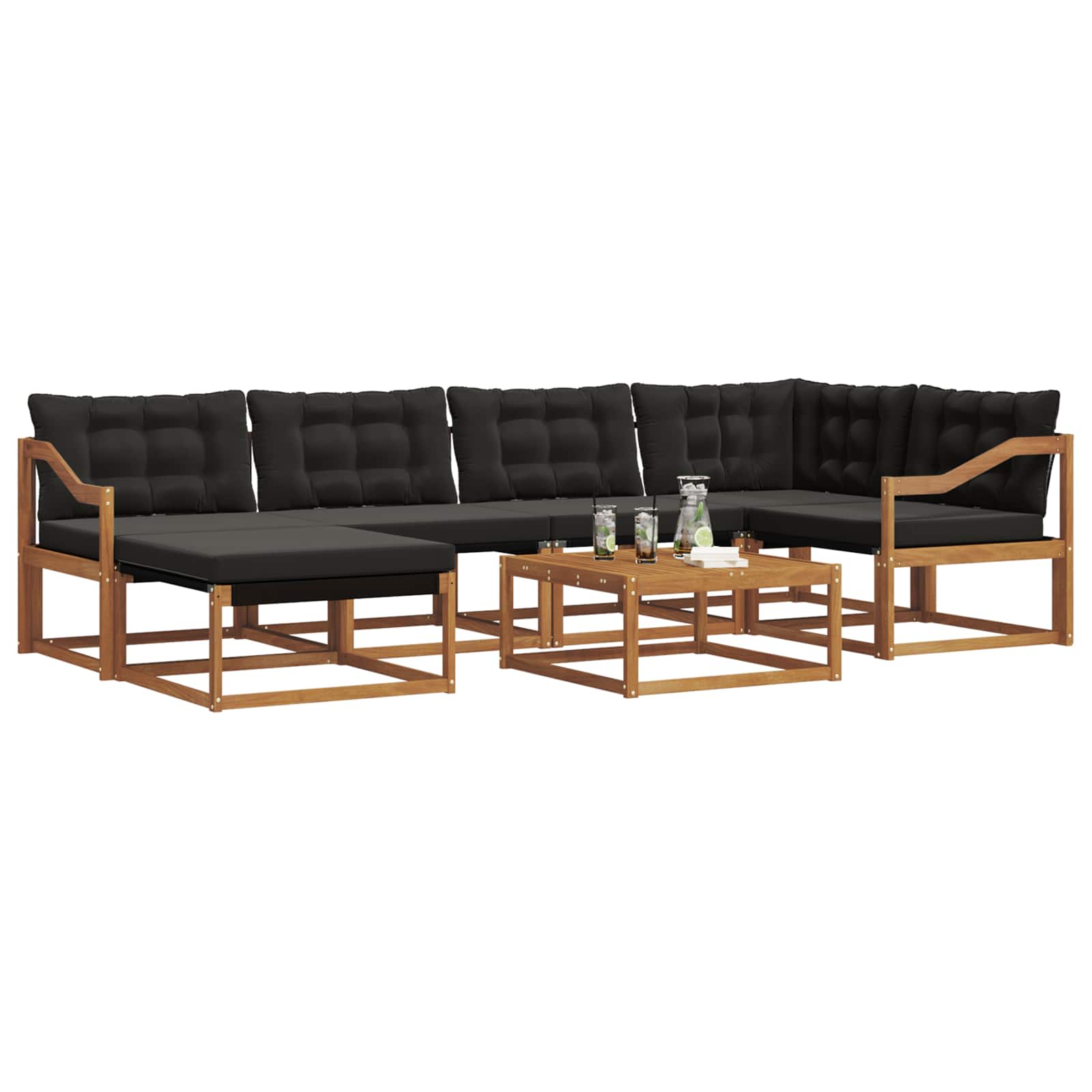 Outdoor-Sofagarnitur mit Kissen 19 pcs Natürlich und Schwarz