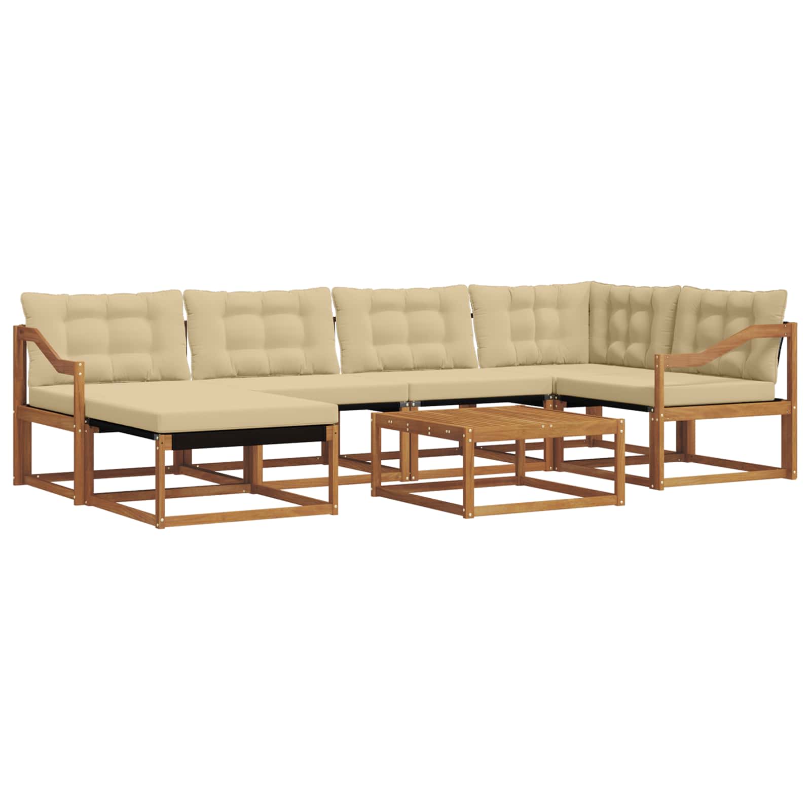 Outdoor-Sofagarnitur 19 pcs Natur und Beige Massivholz Akazie