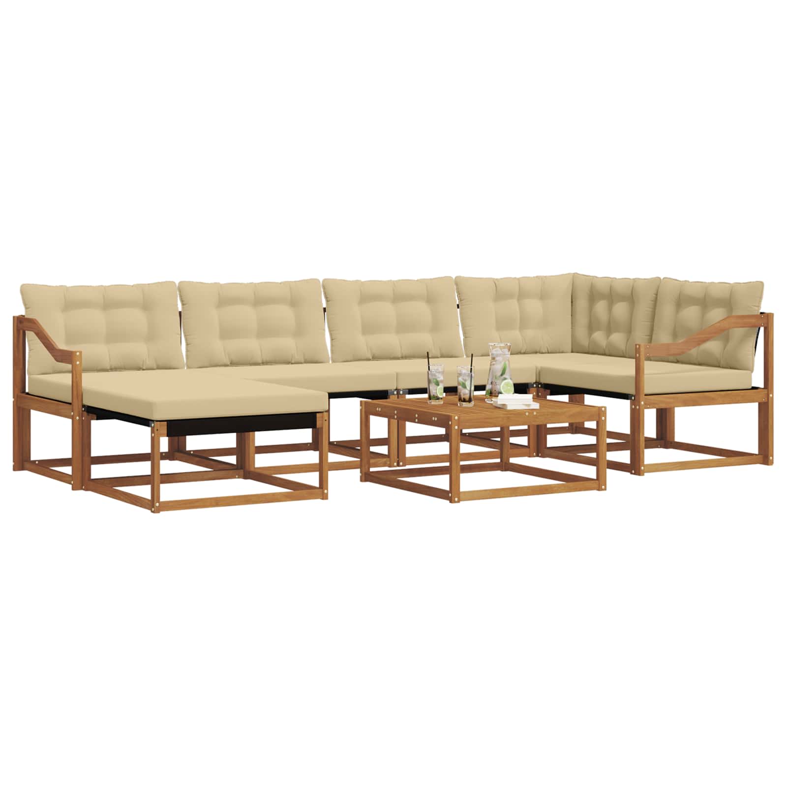 Outdoor-Sofagarnitur 19 pcs Natur und Beige Massivholz Akazie
