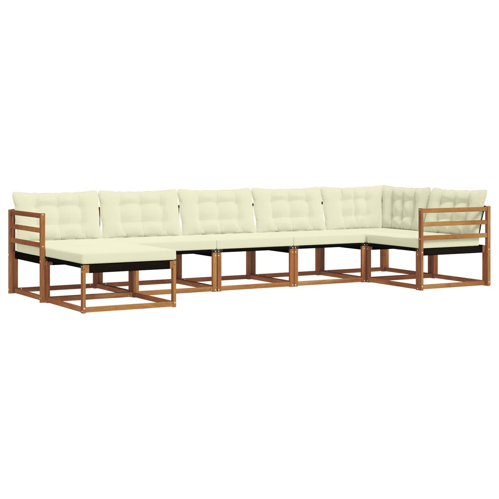 Outdoor-Sofagarnitur 7 stk. Natur und Creme Massivholz Akazie