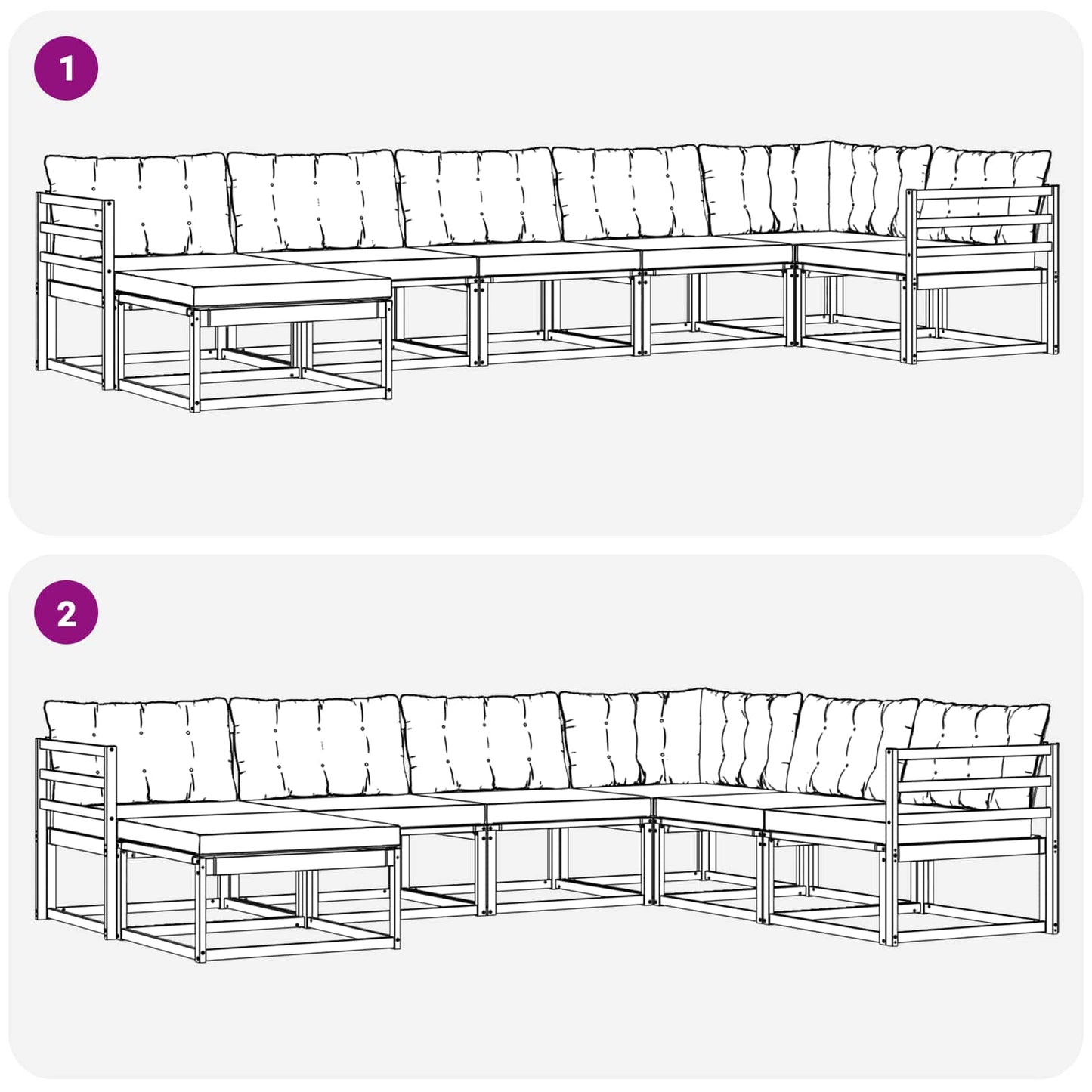 Outdoor-Sofagarnitur 7 stk. Natur und Creme Massivholz Akazie