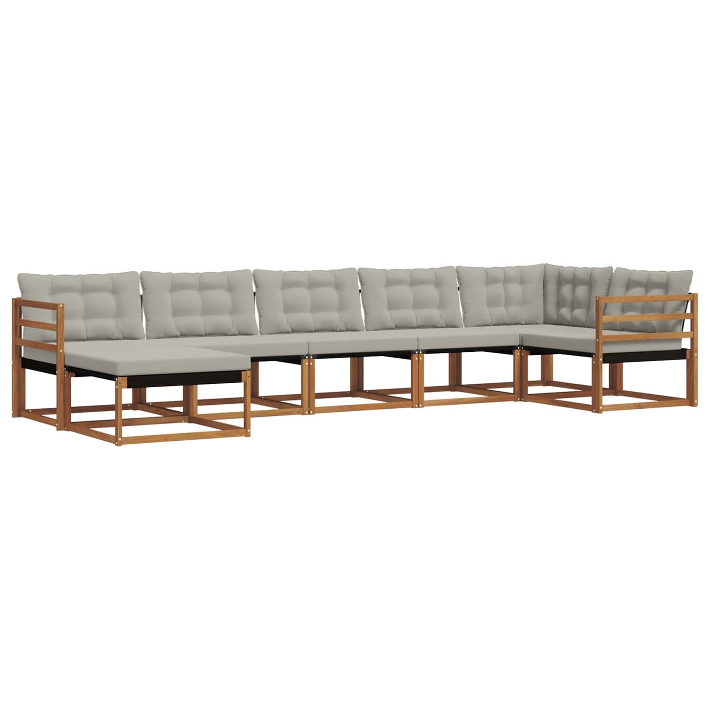 Outdoor-Sofagarnitur mit Kissen 7 pcs Natürlich und Hellgrau