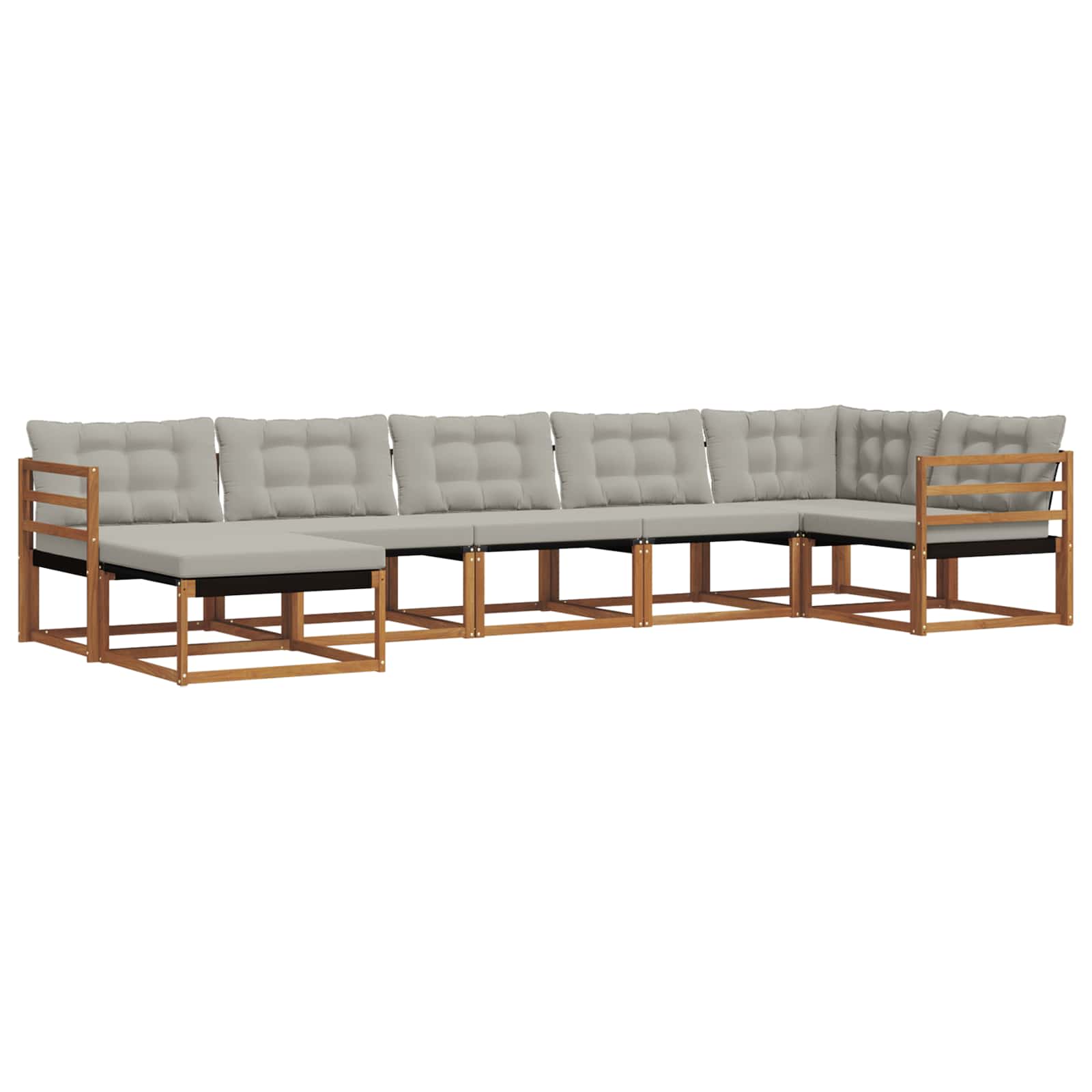 Outdoor-Sofagarnitur mit Kissen 7 pcs Natürlich und Hellgrau