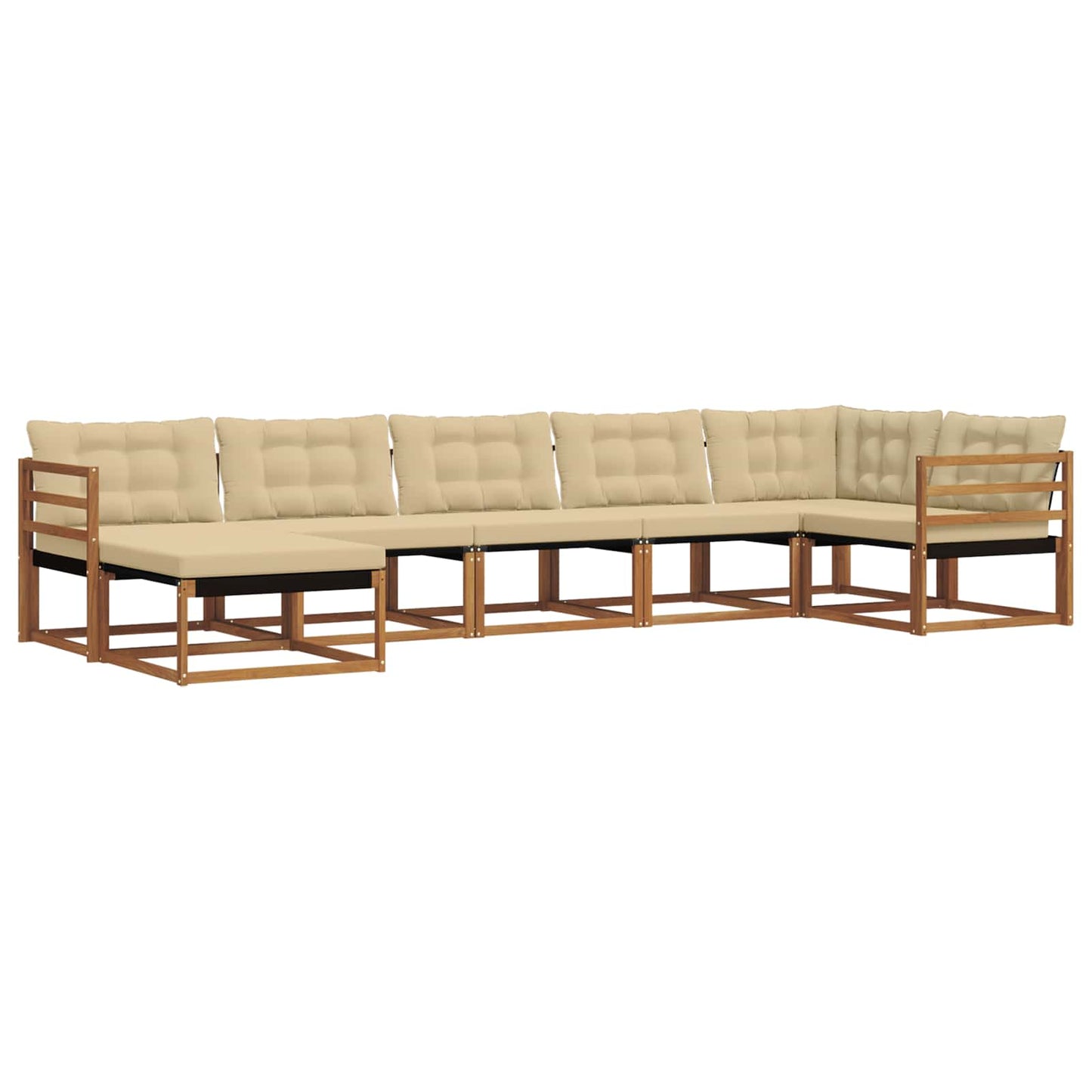 Outdoor-Sofagarnitur mit Kissen 7 pcs Natur und Beige