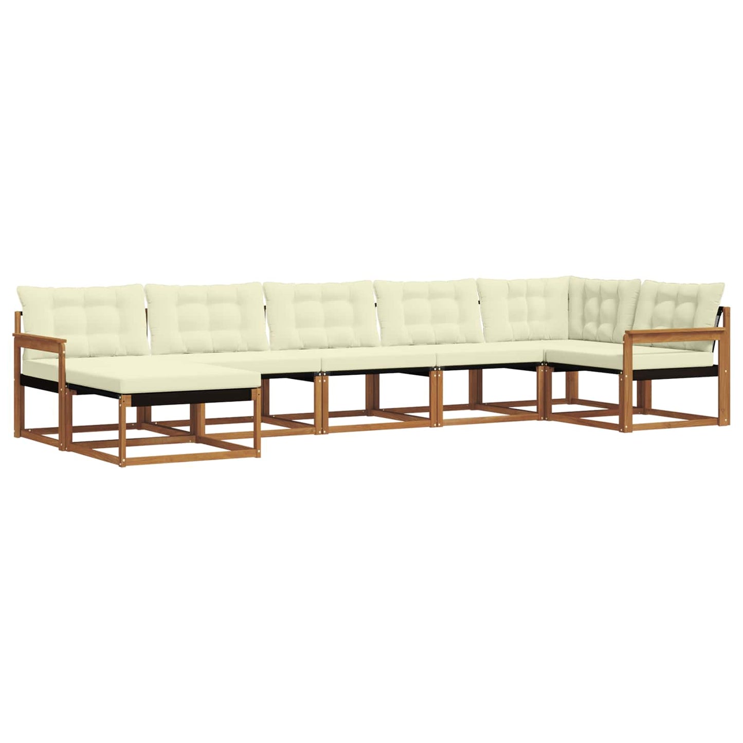Outdoor-Sofagarnitur mit Kissen 7 pcs Natur und Creme