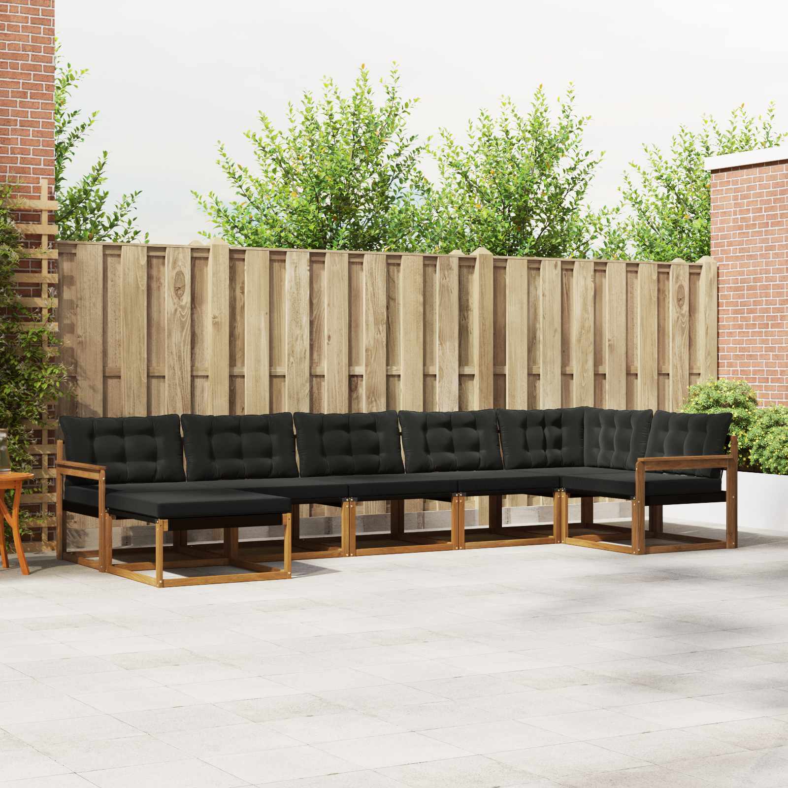 Outdoor-Sofagarnitur mit Kissen 7 pcs Natürlich und Schwarz