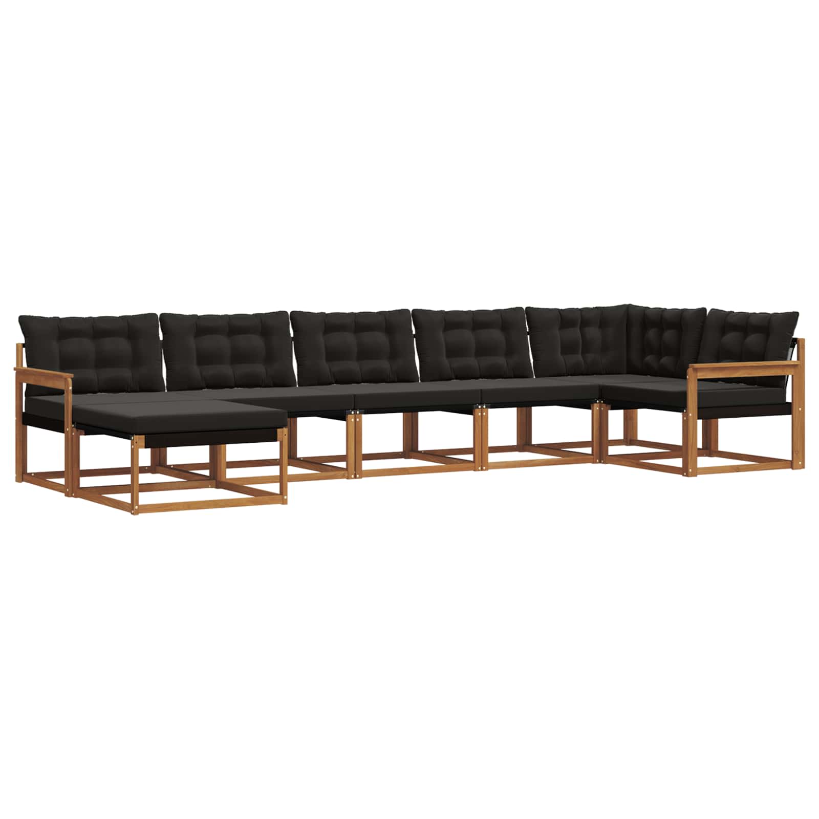 Outdoor-Sofagarnitur mit Kissen 7 pcs Natürlich und Schwarz