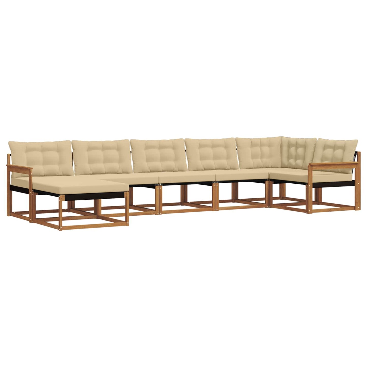 Outdoor-Sofagarnitur mit Kissen 7 pcs Natur und Beige