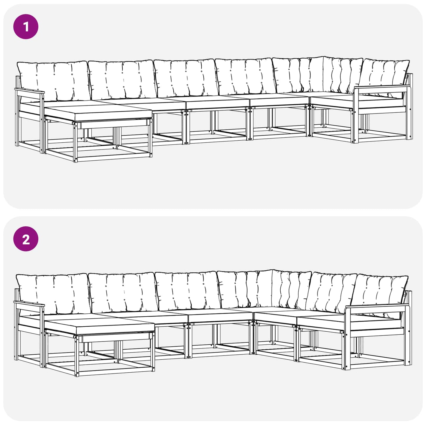 Outdoor-Sofagarnitur 7 stk. Natur und Beige Massivholz Akazie