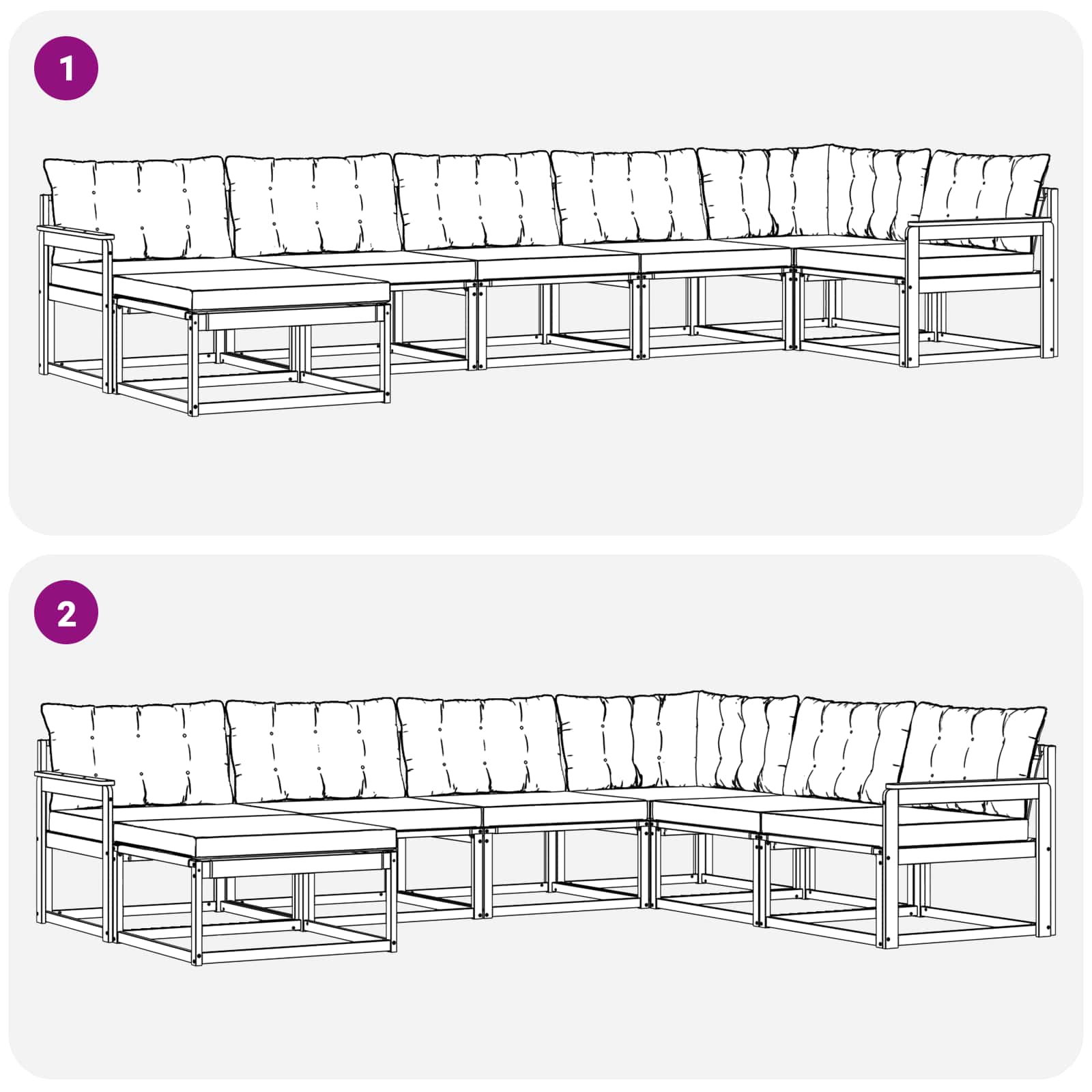Outdoor-Sofagarnitur 7 stk. Natur und Beige Massivholz Akazie