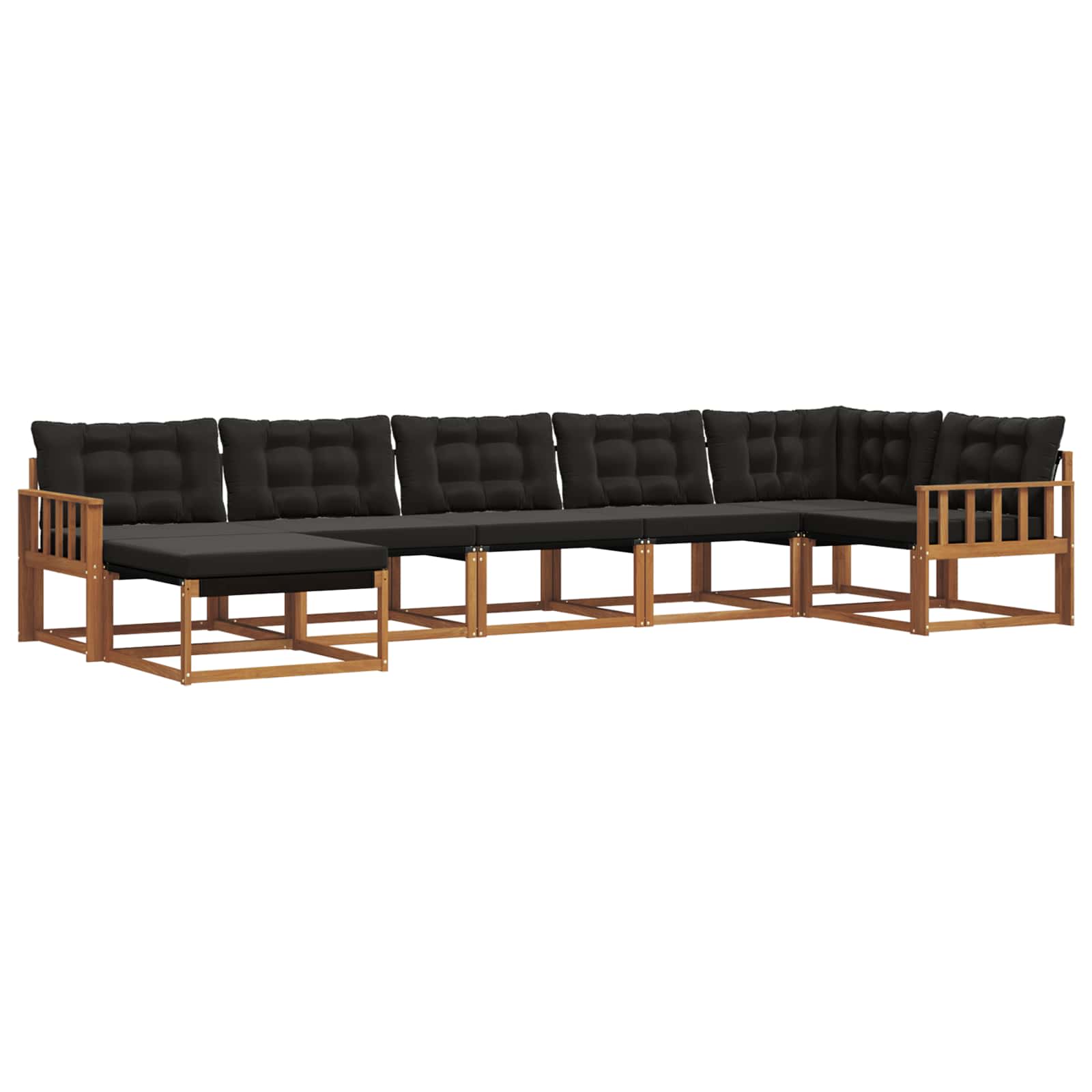 Outdoor-Sofagarnitur mit Kissen 7 pcs Natürlich und Schwarz