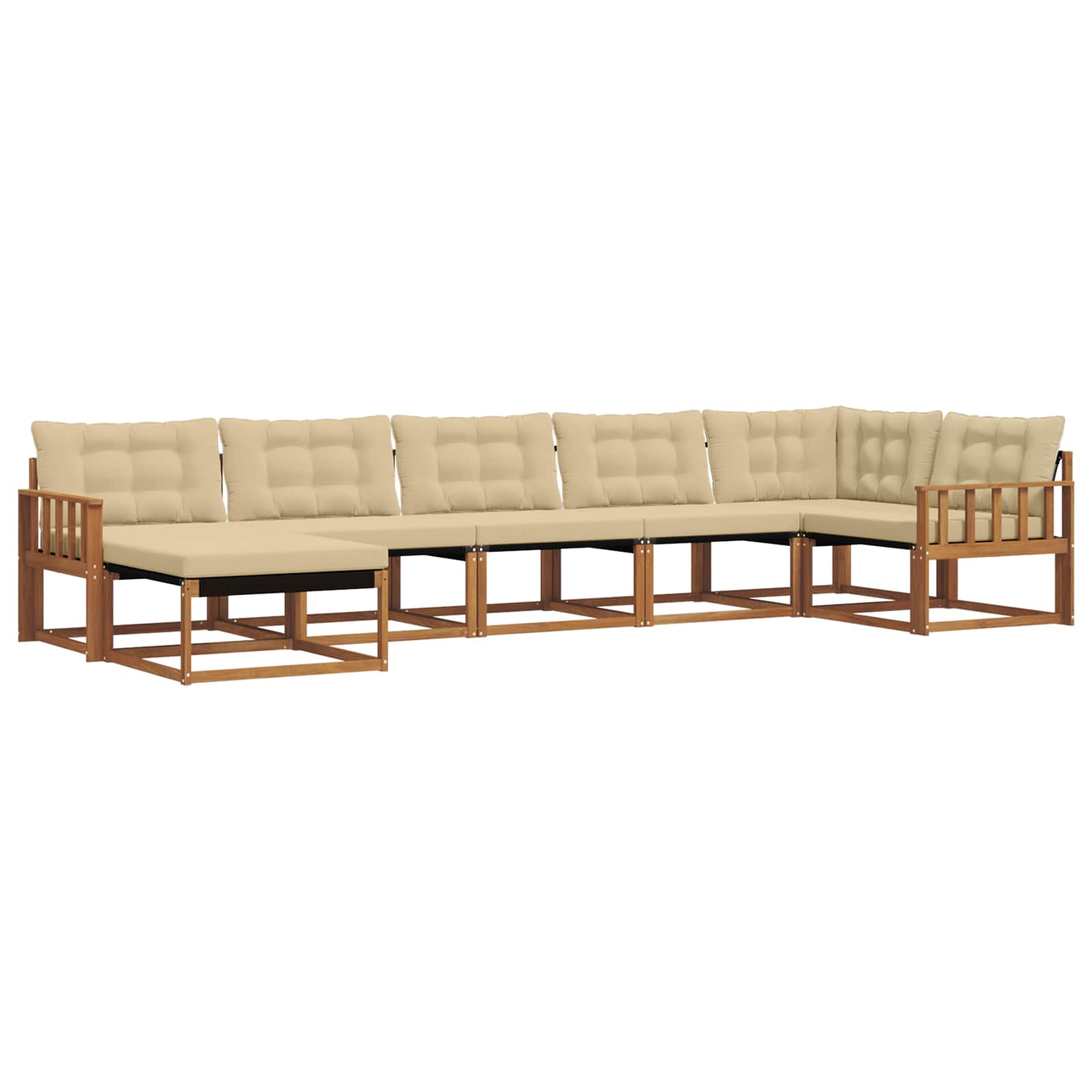 Outdoor-Sofagarnitur 7 stk. Natur und Beige Massivholz Akazie