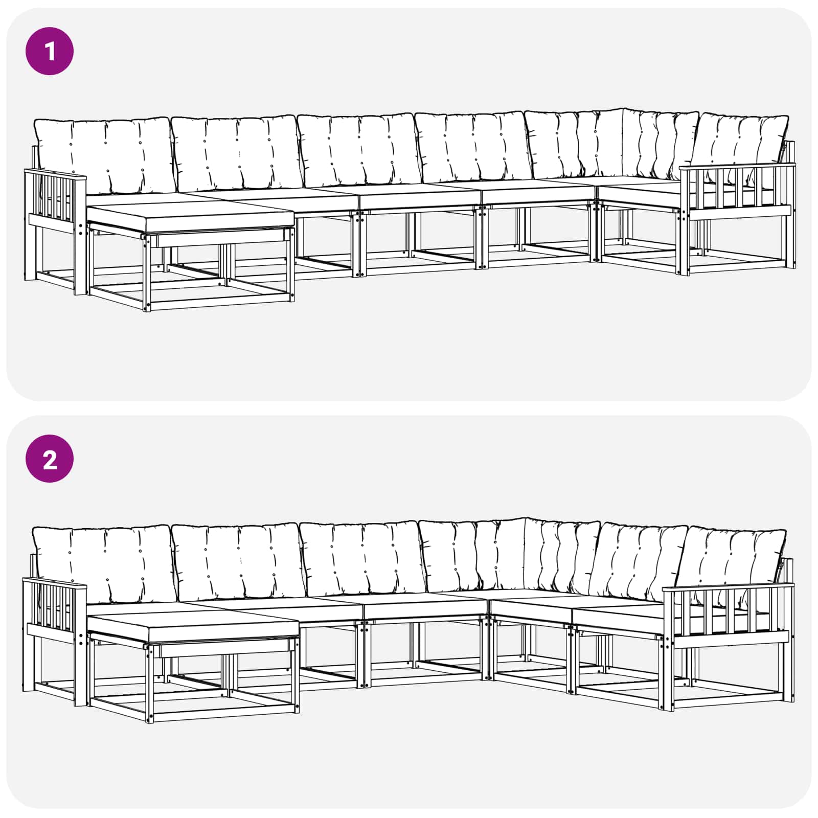 Outdoor-Sofagarnitur 7 stk. Natur und Beige Massivholz Akazie