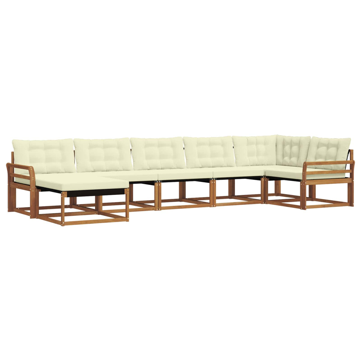 Outdoor-Sofagarnitur 7 stk. Natur und Creme Massivholz Akazie