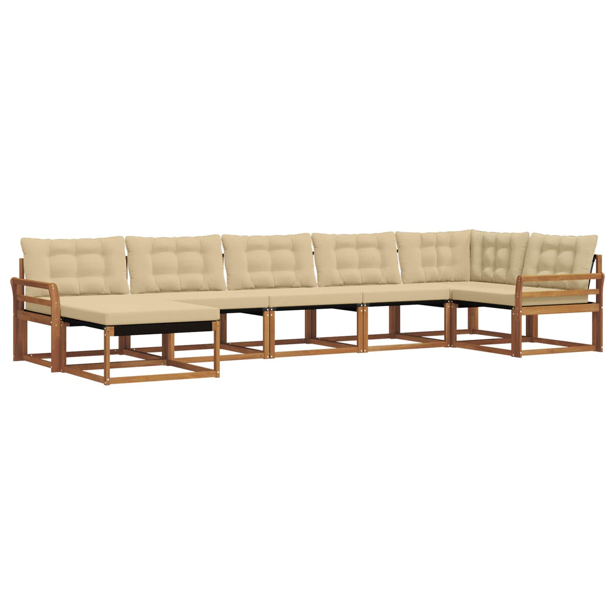 Outdoor-Sofagarnitur 7 stk. Natur und Beige Massivholz Akazie