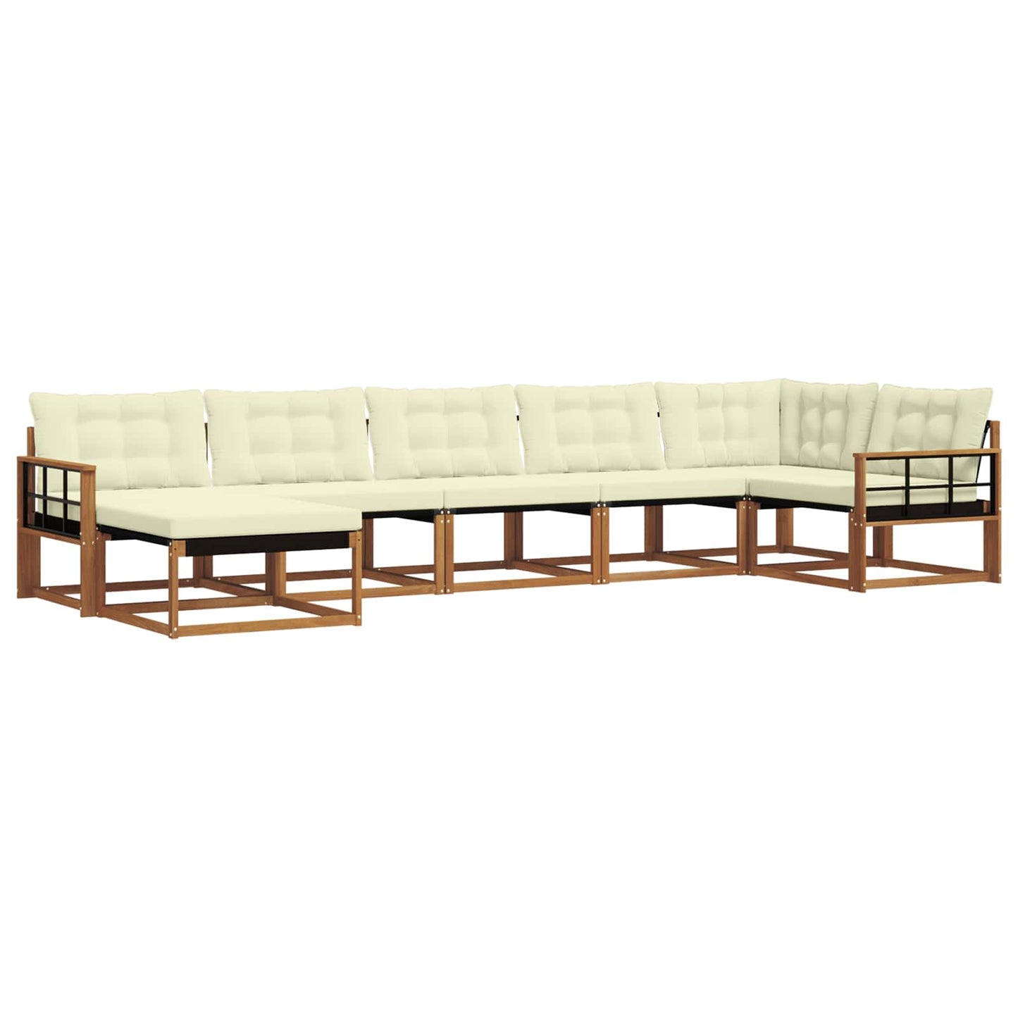 Outdoor-Sofagarnitur 7 stk. Natur und Creme Massivholz Akazie