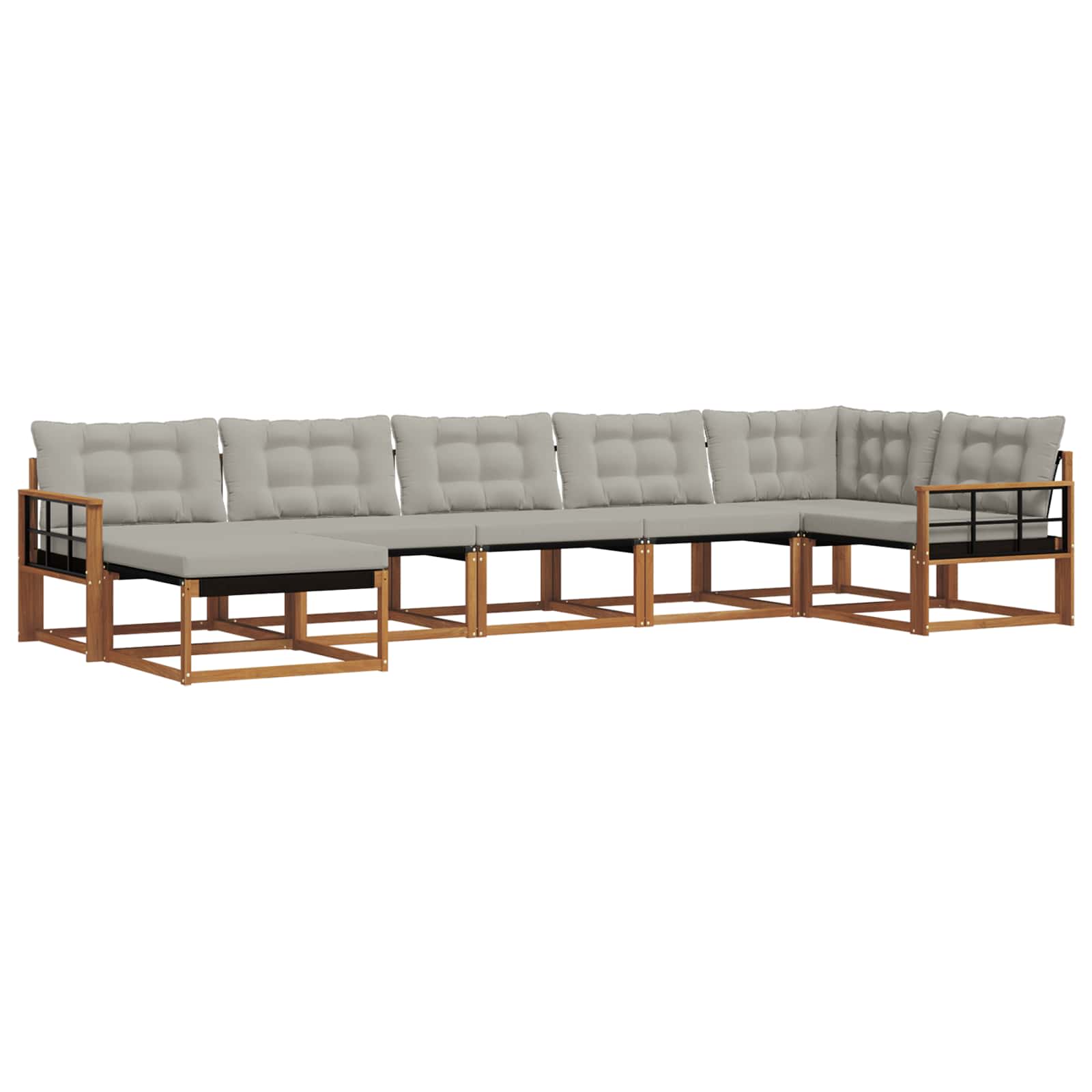 Outdoor-Sofagarnitur mit Kissen 7 pcs Natürlich und Hellgrau