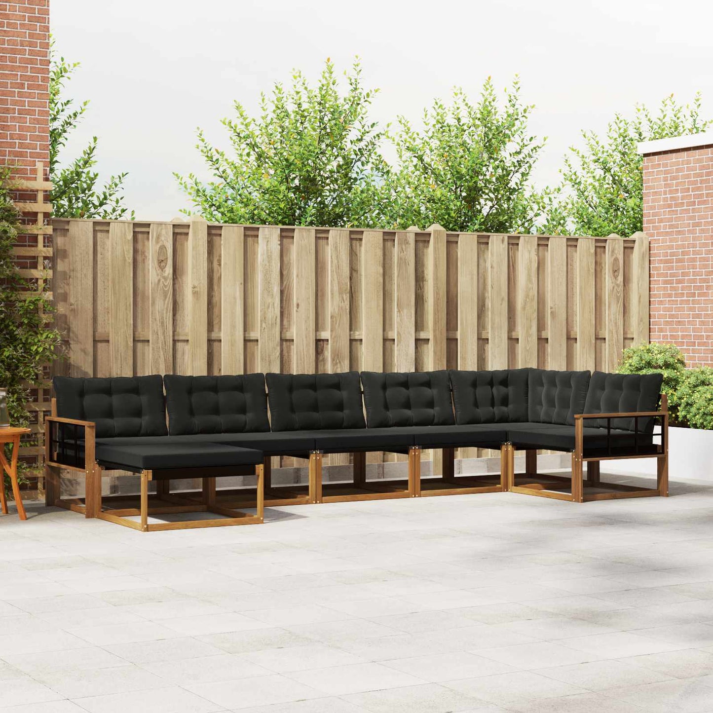Outdoor-Sofagarnitur mit Kissen 7 pcs Natürlich und Schwarz
