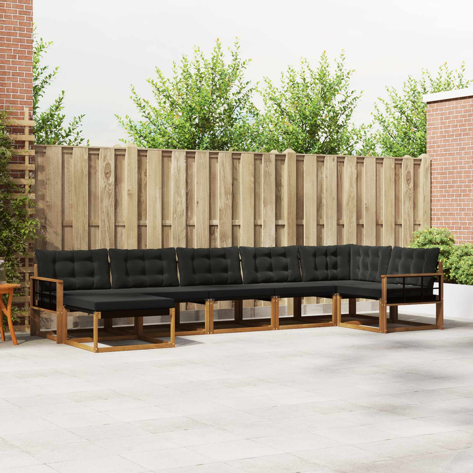 Outdoor-Sofagarnitur mit Kissen 7 pcs Natürlich und Schwarz