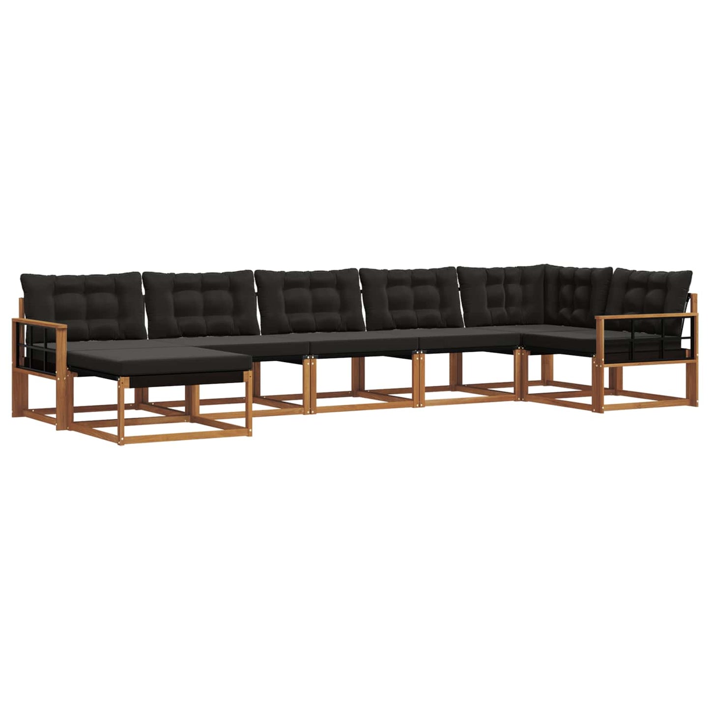 Outdoor-Sofagarnitur mit Kissen 7 pcs Natürlich und Schwarz