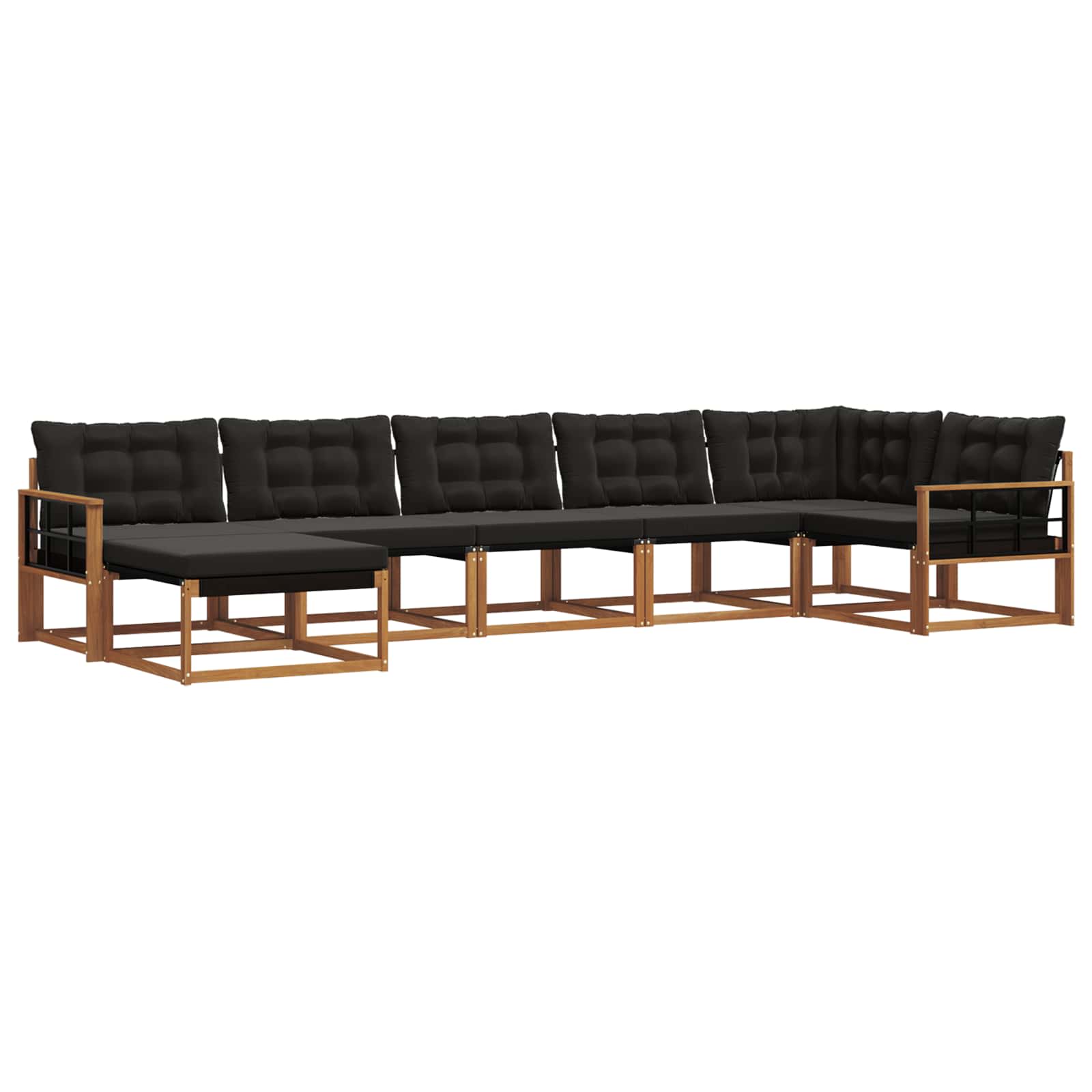 Outdoor-Sofagarnitur mit Kissen 7 pcs Natürlich und Schwarz