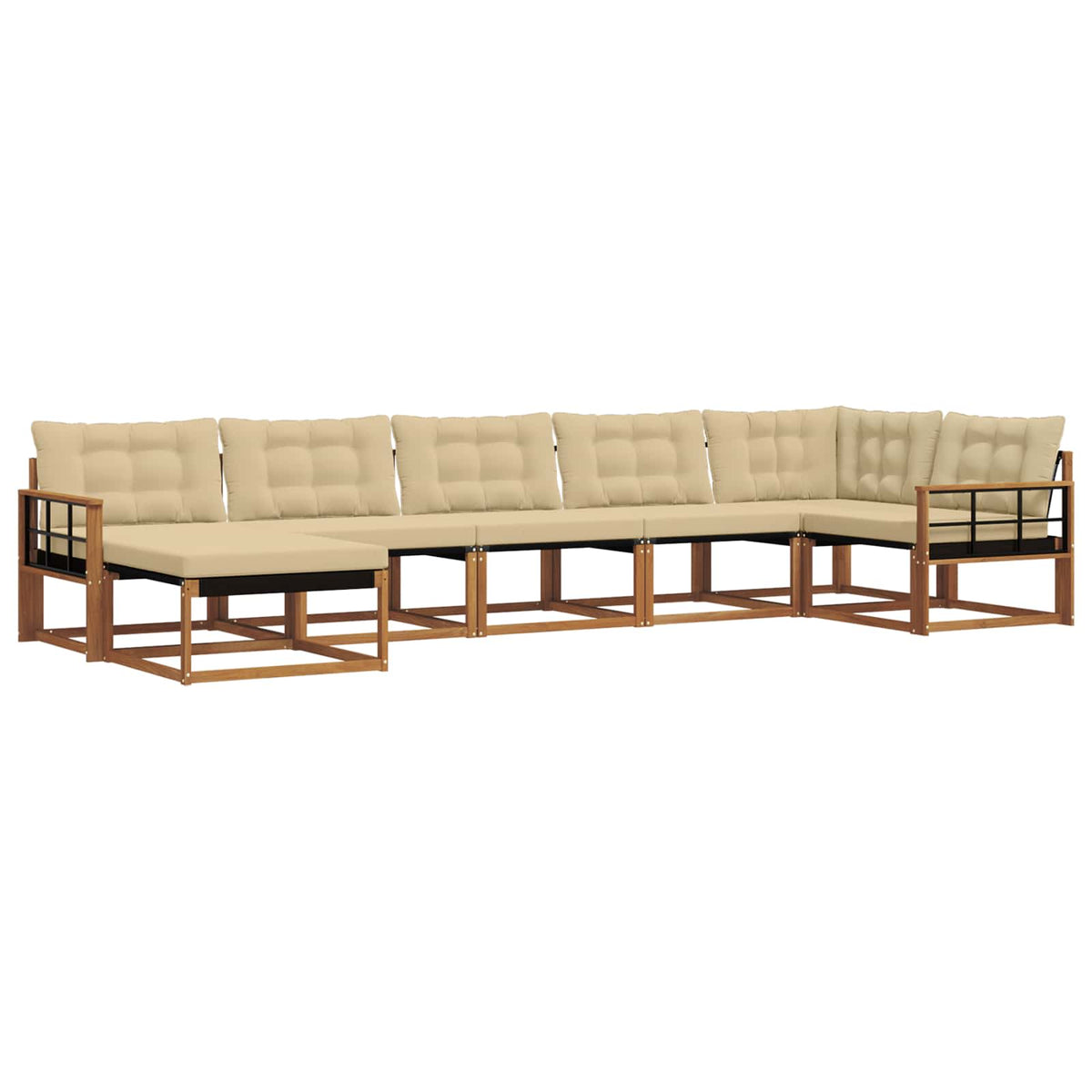 Outdoor-Sofagarnitur 7 stk. Natur und Beige Massivholz Akazie