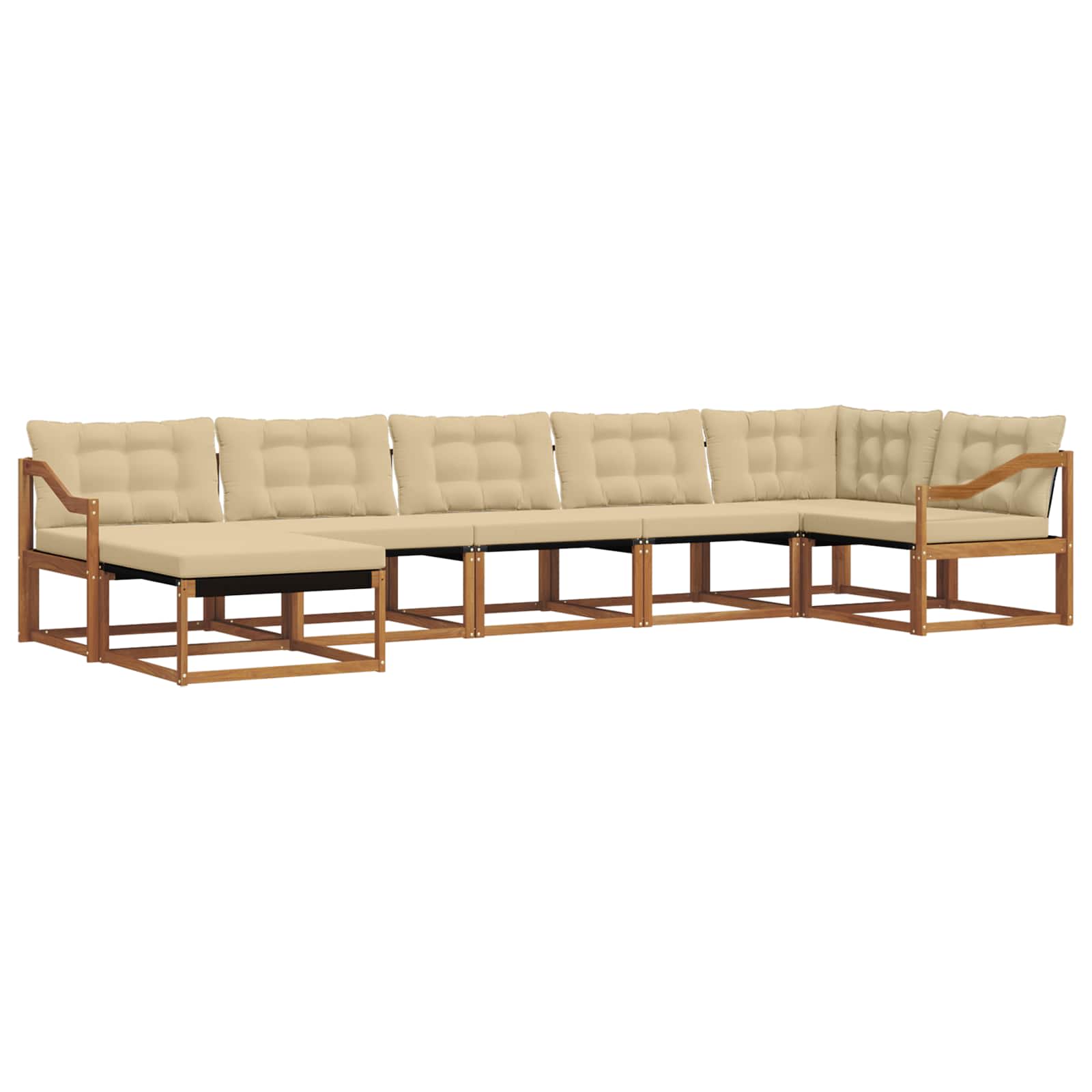 Outdoor-Sofagarnitur 7 stk. Natur und Beige Massivholz Akazie