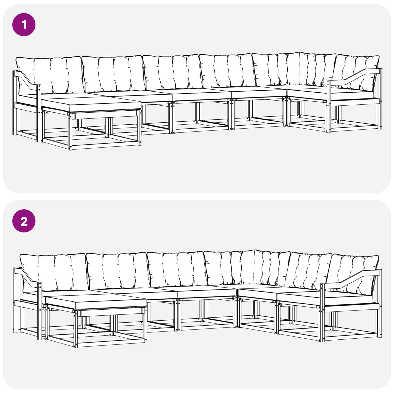 Outdoor-Sofagarnitur 7 stk. Natur und Beige Massivholz Akazie