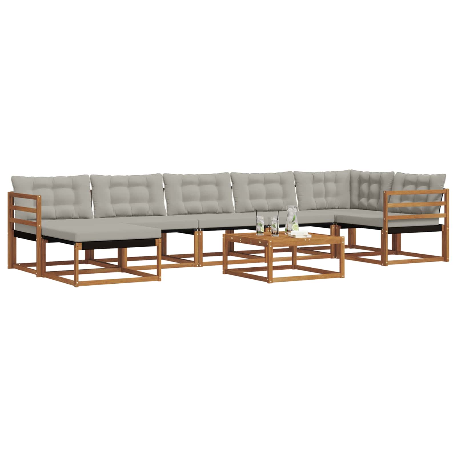 Outdoor-Sofagarnitur mit Kissen 8 pcs Natürlich und Hellgrau