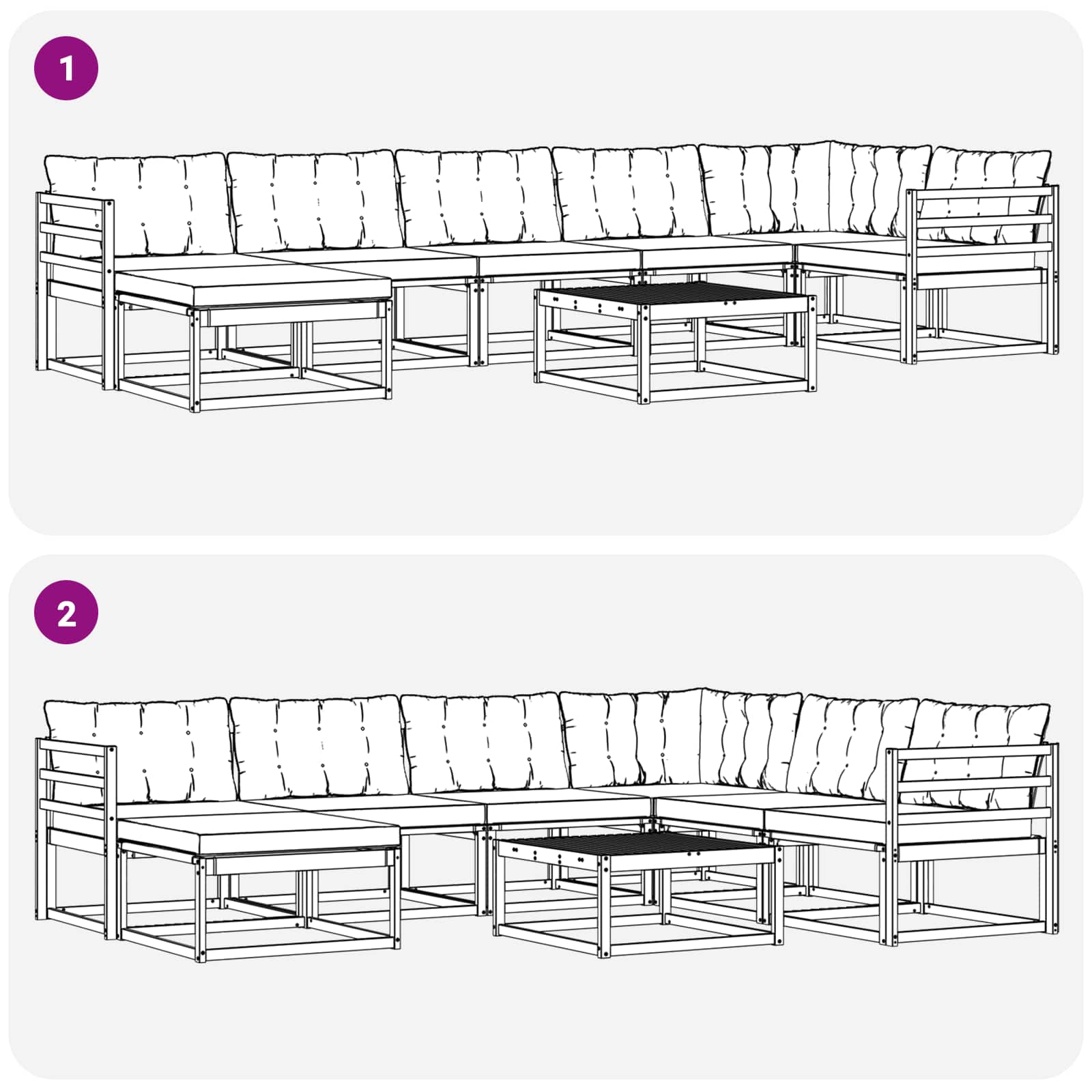 Outdoor-Sofagarnitur mit Kissen 8 pcs Natürlich und Hellgrau