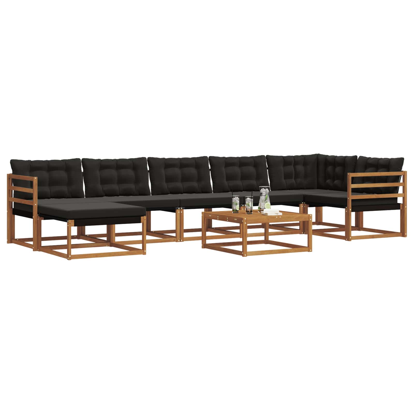 Outdoor-Sofagarnitur mit Kissen 22 pcs Natürlich und Schwarz