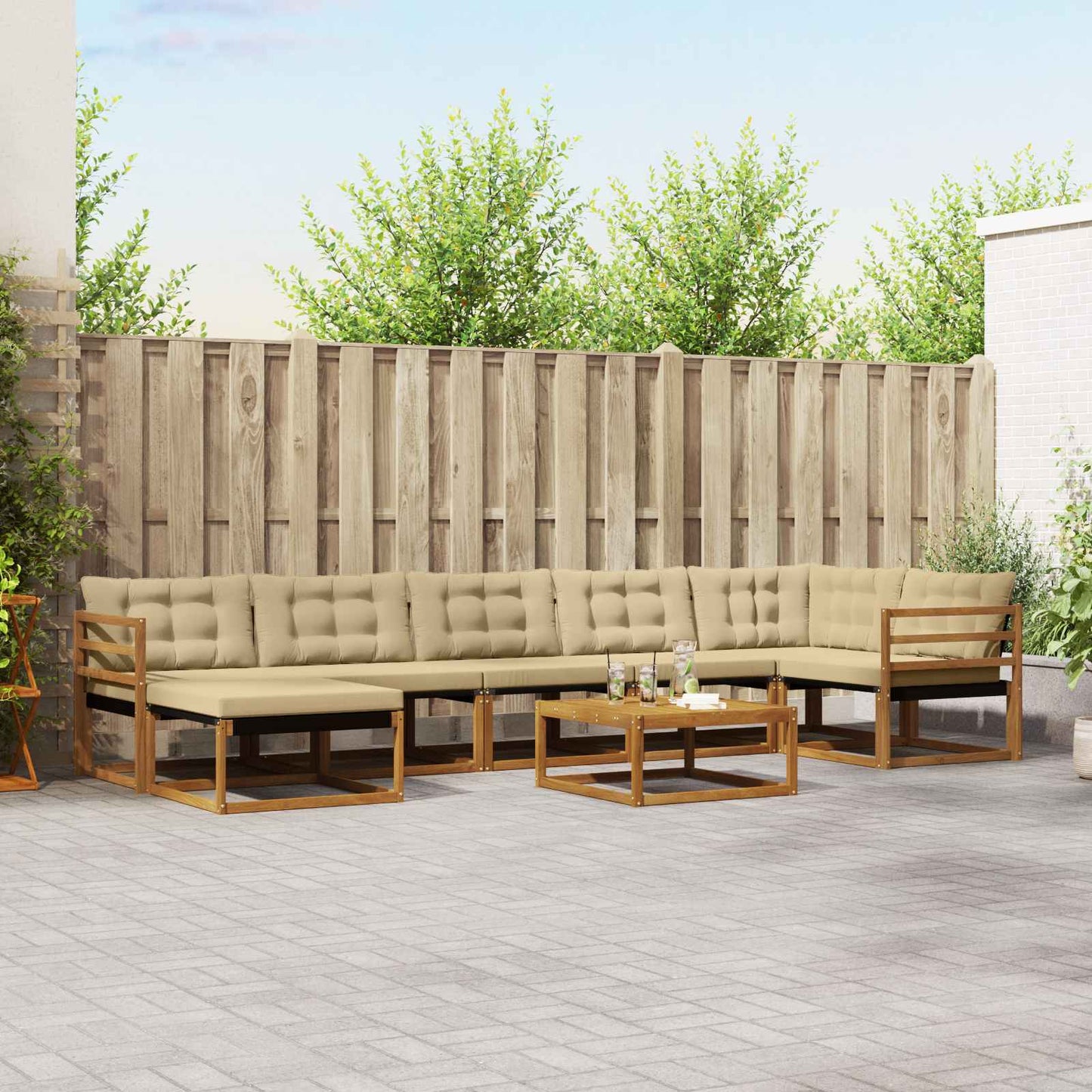 Outdoor-Sofagarnitur 22 pcs Natur und Beige Massivholz Akazie
