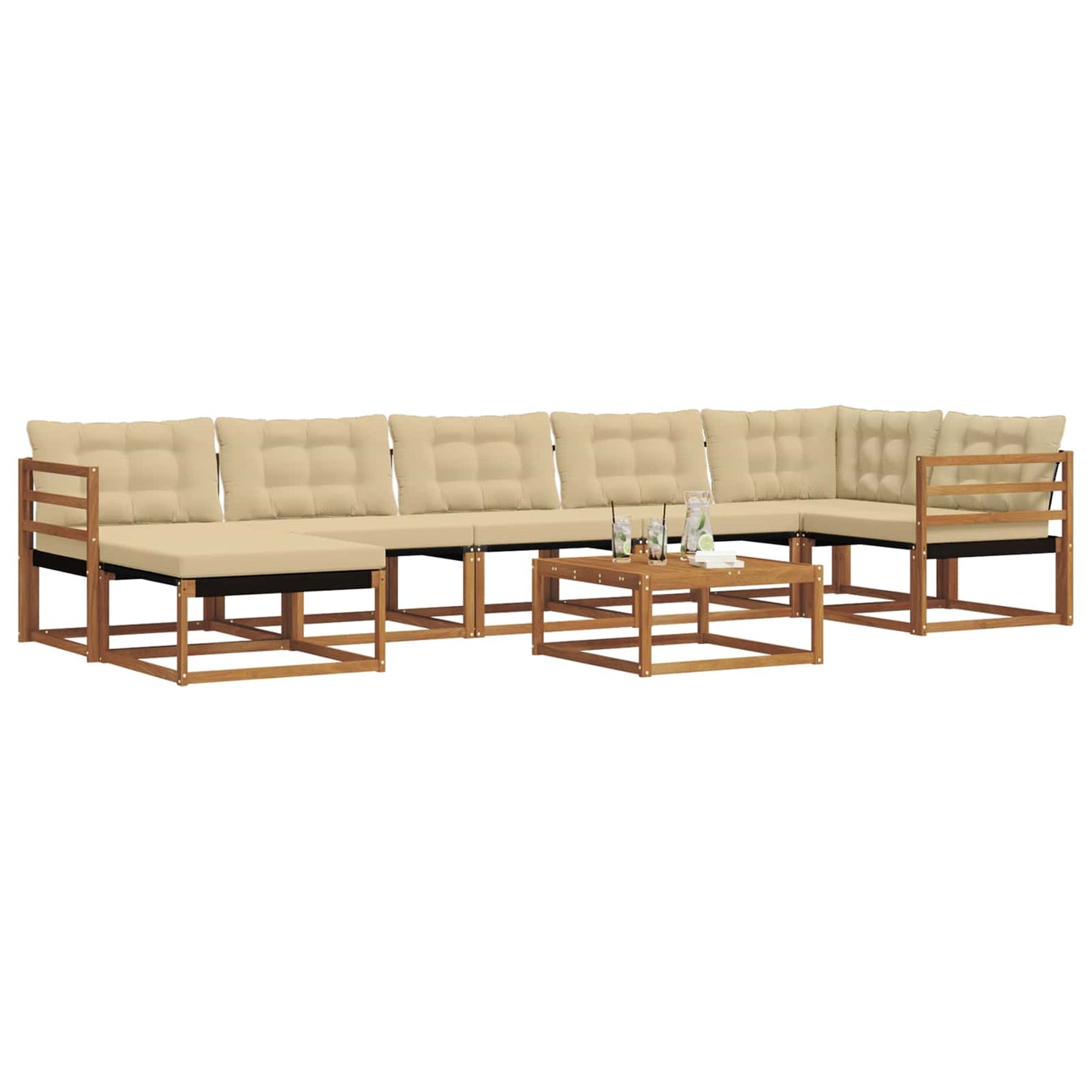 Outdoor-Sofagarnitur 22 pcs Natur und Beige Massivholz Akazie