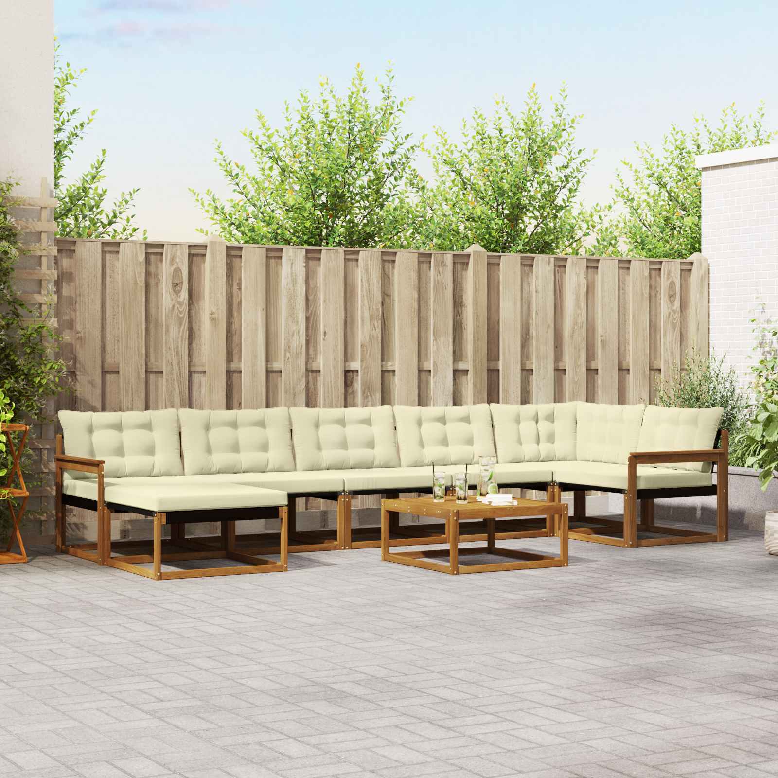 Outdoor-Sofagarnitur 22 pcs Natur und Creme Massivholz Akazie