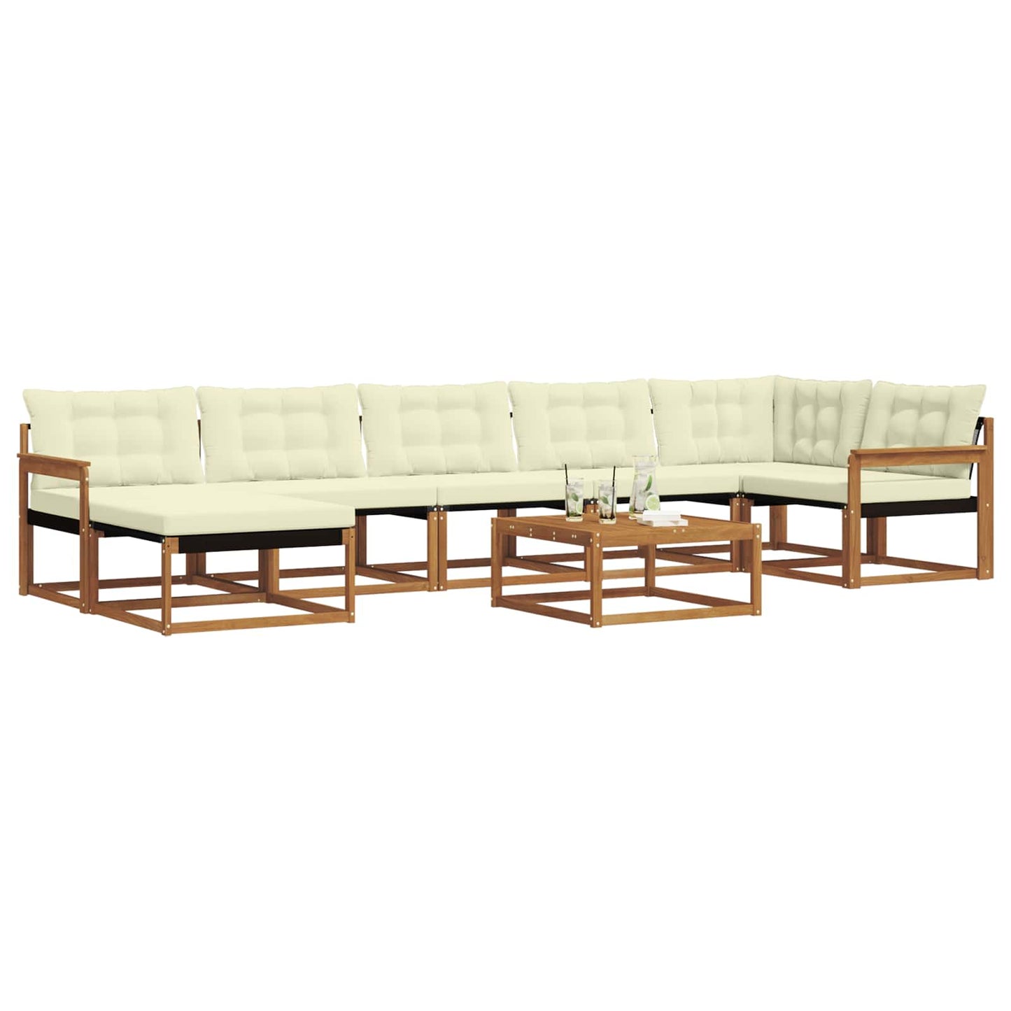 Outdoor-Sofagarnitur 22 pcs Natur und Creme Massivholz Akazie
