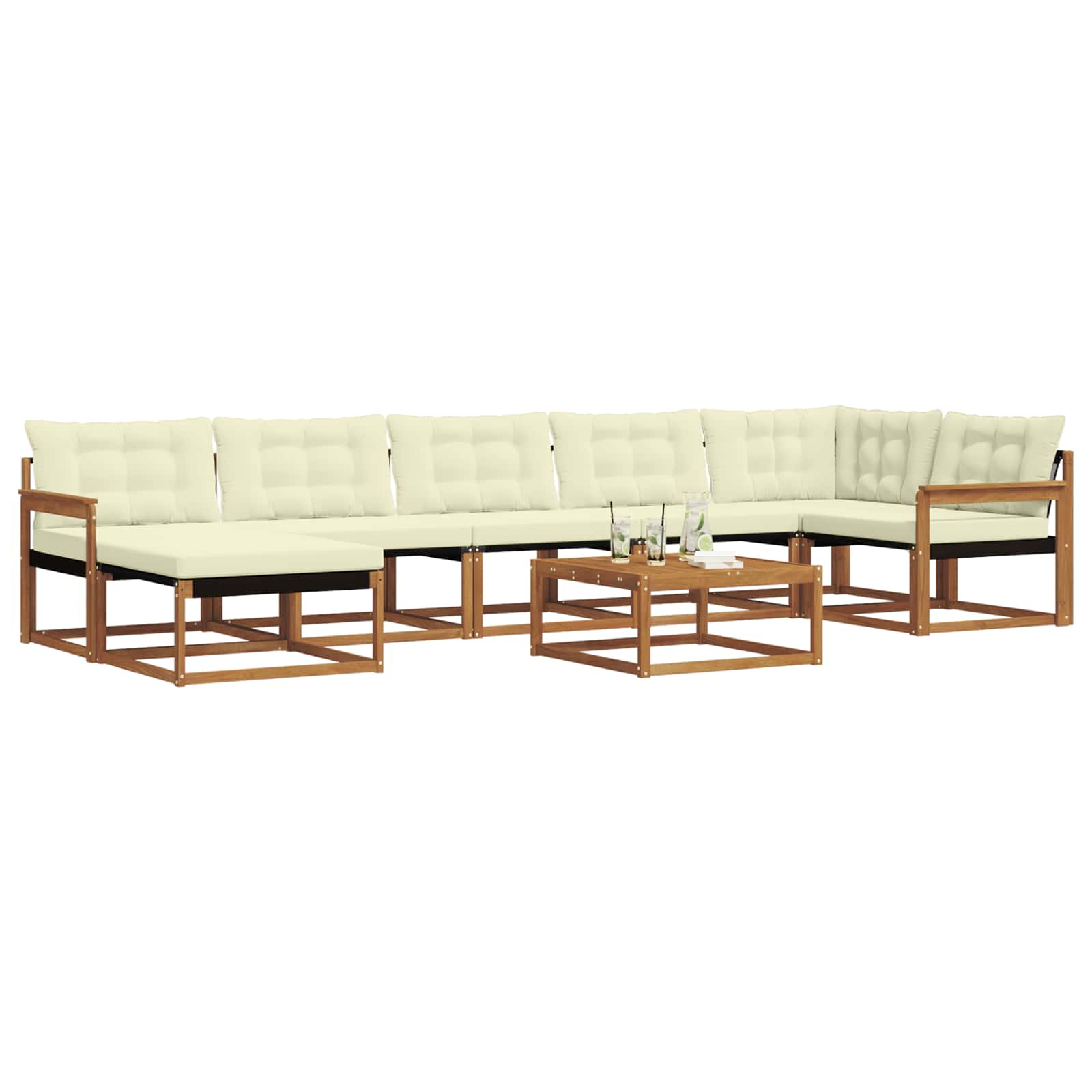 Outdoor-Sofagarnitur 22 pcs Natur und Creme Massivholz Akazie