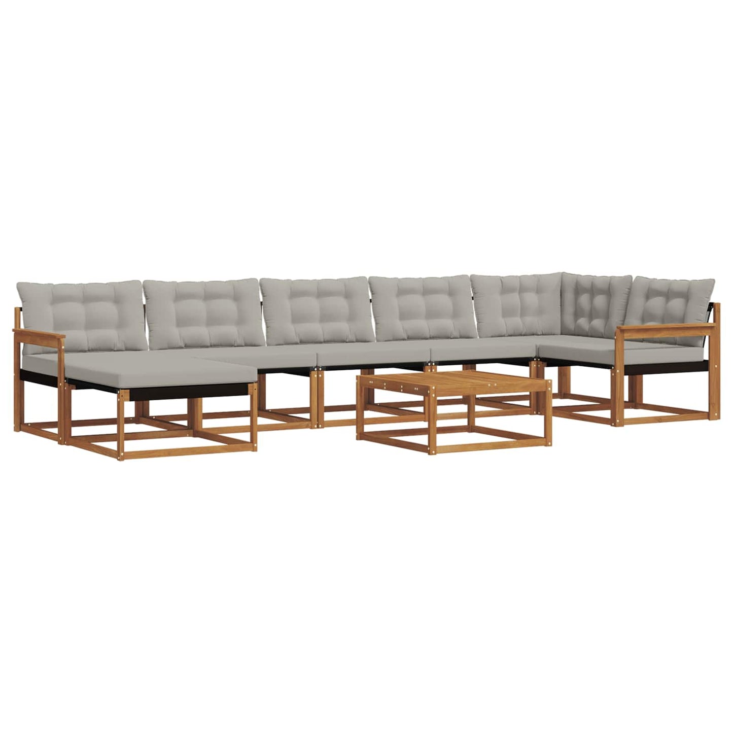 Outdoor-Sofagarnitur mit Kissen 8 pcs Natürlich und Hellgrau