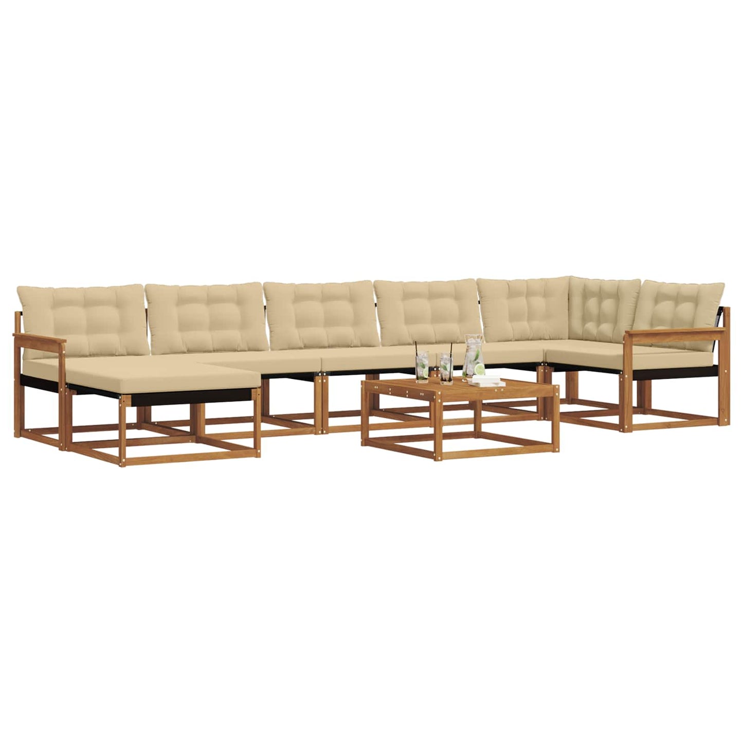 Outdoor-Sofagarnitur 22 pcs Natur und Beige Massivholz Akazie