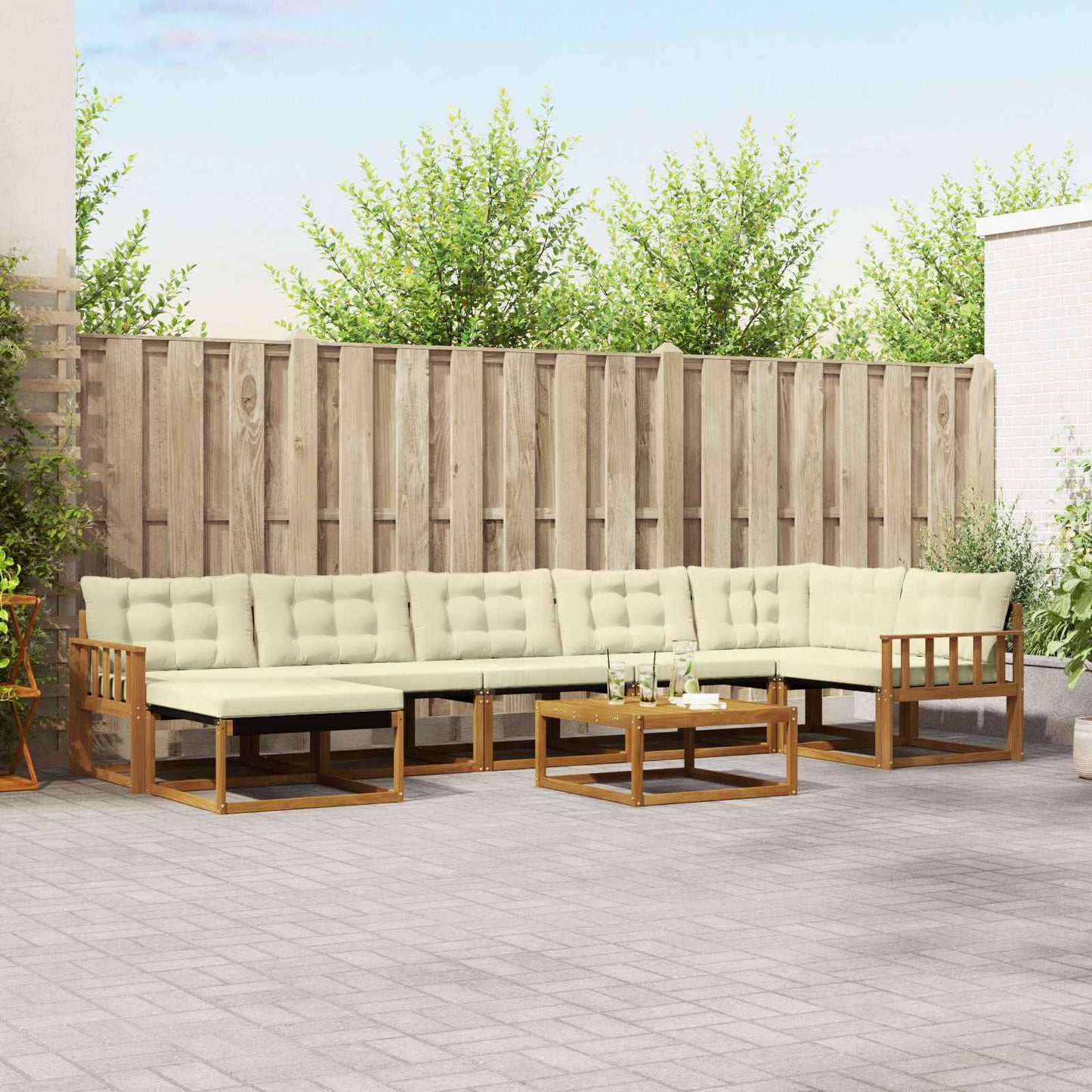 Outdoor-Sofagarnitur 22 pcs Natur und Creme Massivholz Akazie